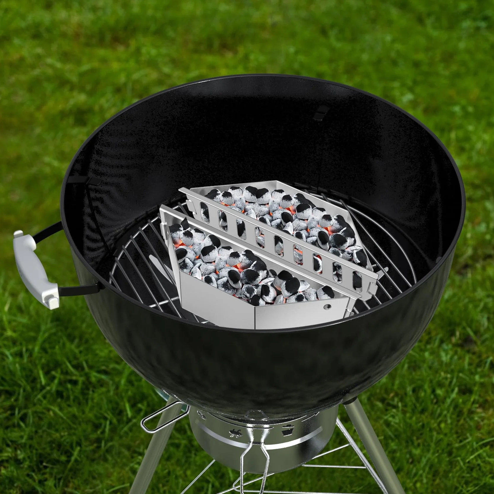 Onlyfire Panier à Charbon Acier Inoxydable pour Weber Kettle 57 cm, 2 Pièces