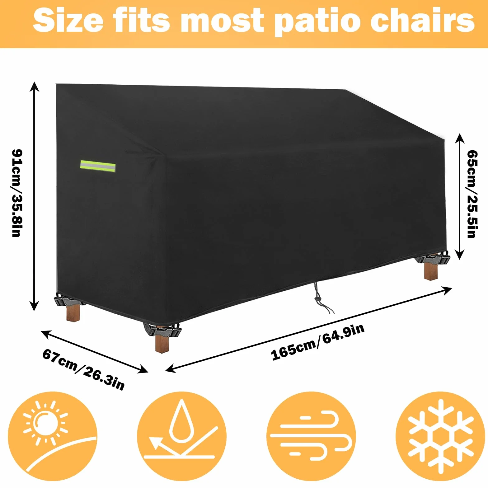 Housse de protection 3 places imperméable 600D Oxford pour meubles de jardin