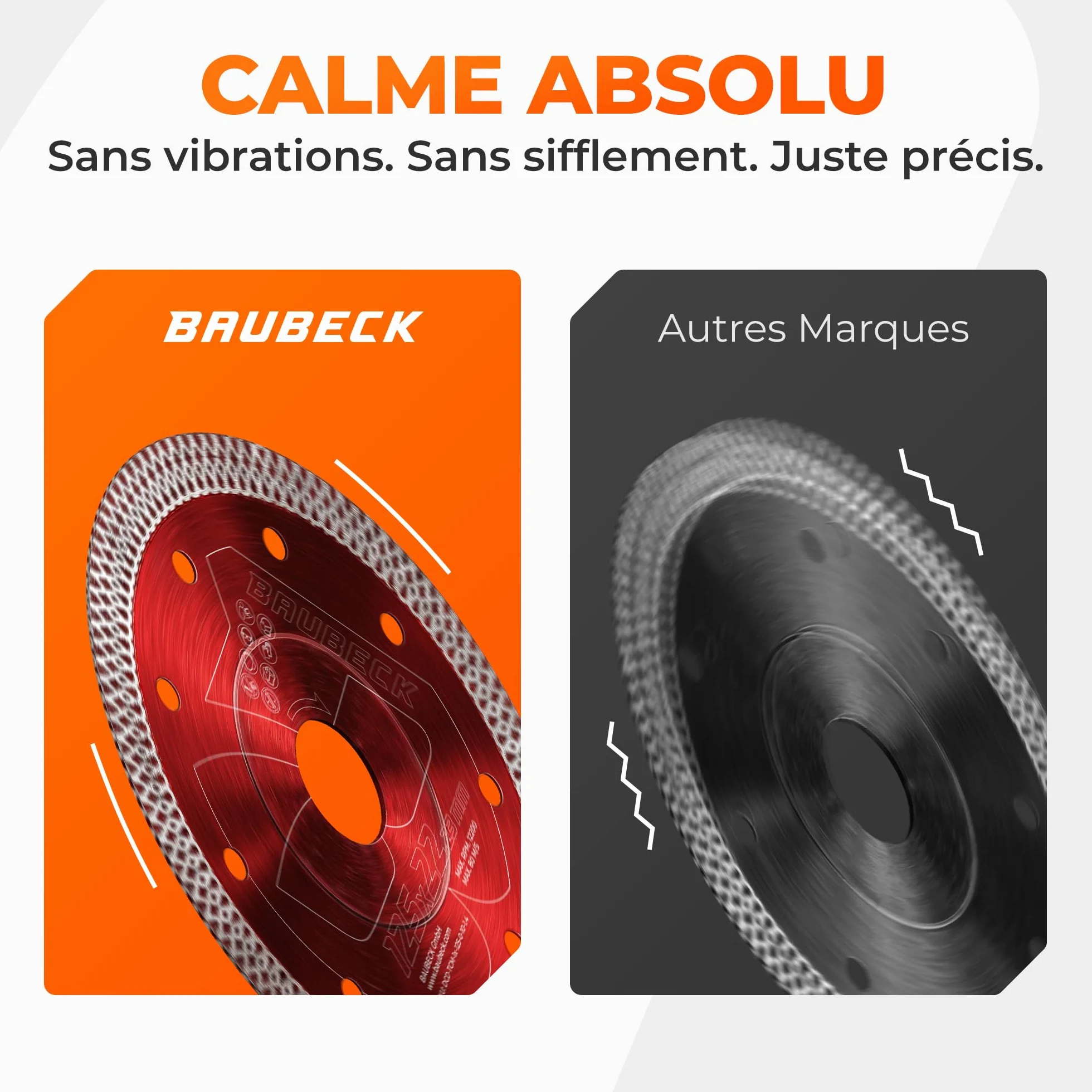 BAUBECK Disque Diamant 125 x 22,23 mm pour Carrelage, Céramique, Marbre et Pierre Naturelle – Coupe Professionnelle Haute Précision