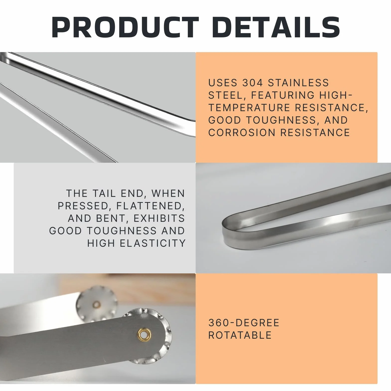 Pince Barbecue Inox à Roulette 36cm Acier Inoxydable pour Grillades