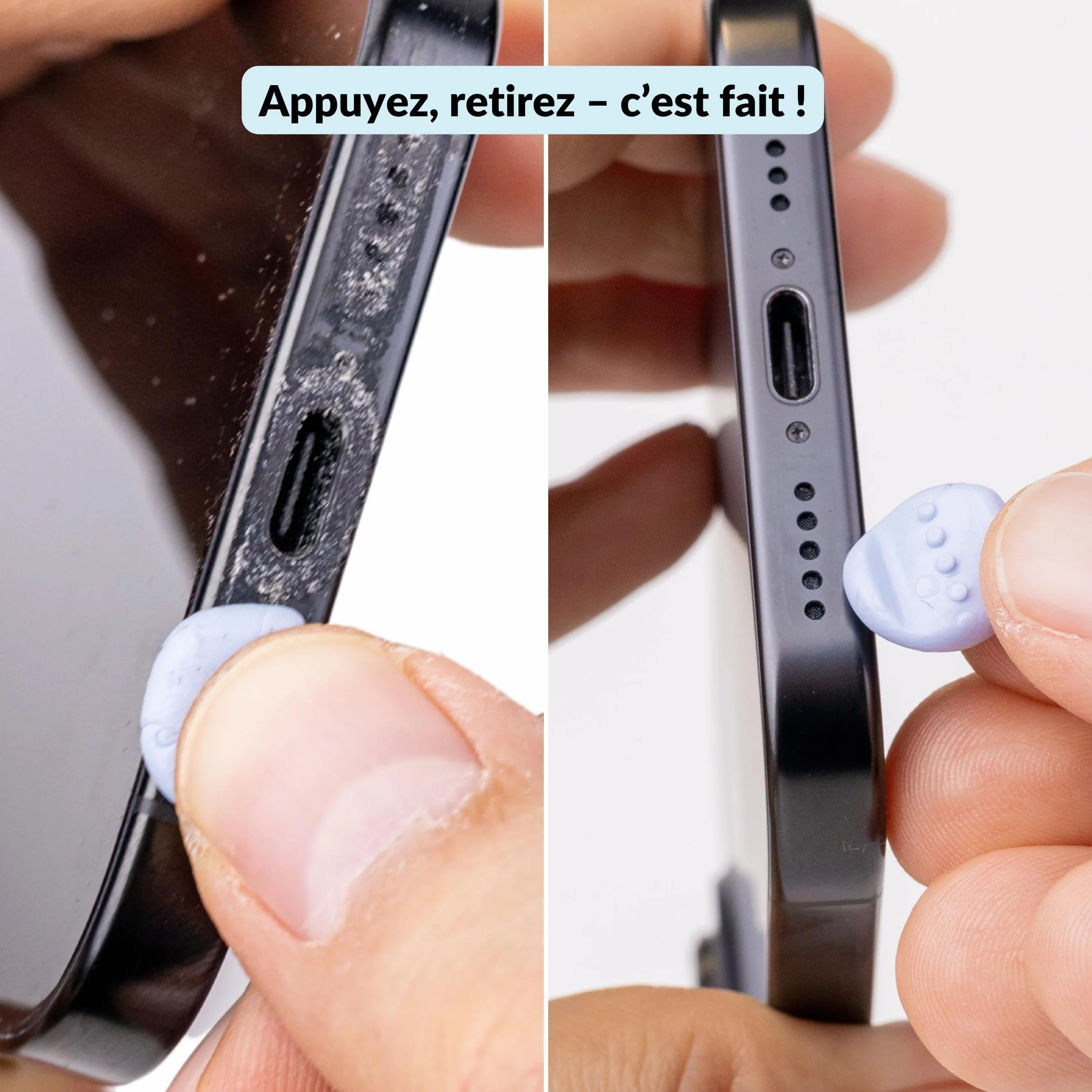 LENS-AID Kit de nettoyage 5 en 1 pour smartphone avec modelage USB-C et Lightning, pinceau, bâtonnets, chiffons en microfibre pour connecteurs, écouteurs, écrans et emplacements pour téléphones