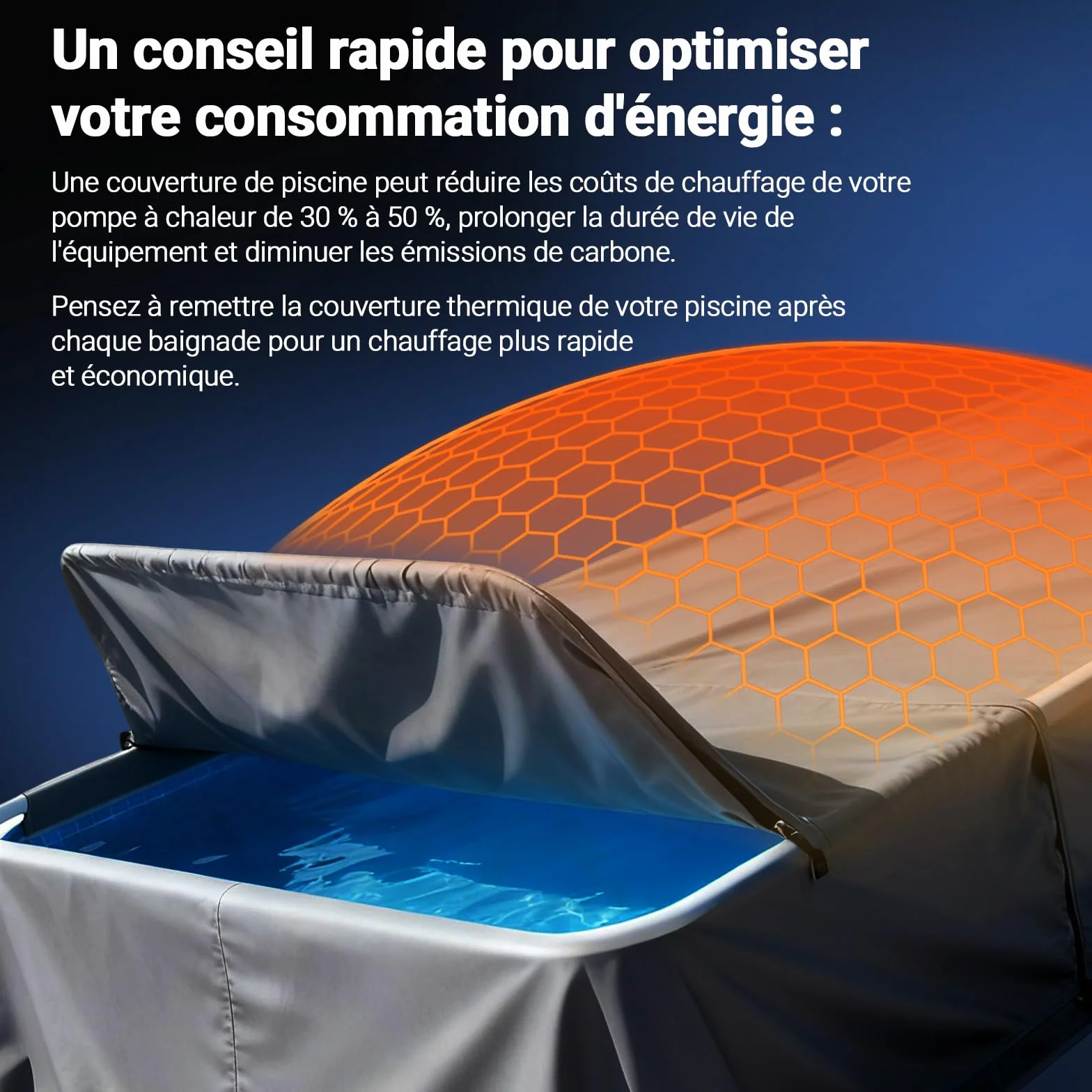 Pompe à Chaleur Piscine 5.4 kW + Réchauffeur Électrique 1.5 kW COP 5.51 Connectée Wi-Fi Silencieuse