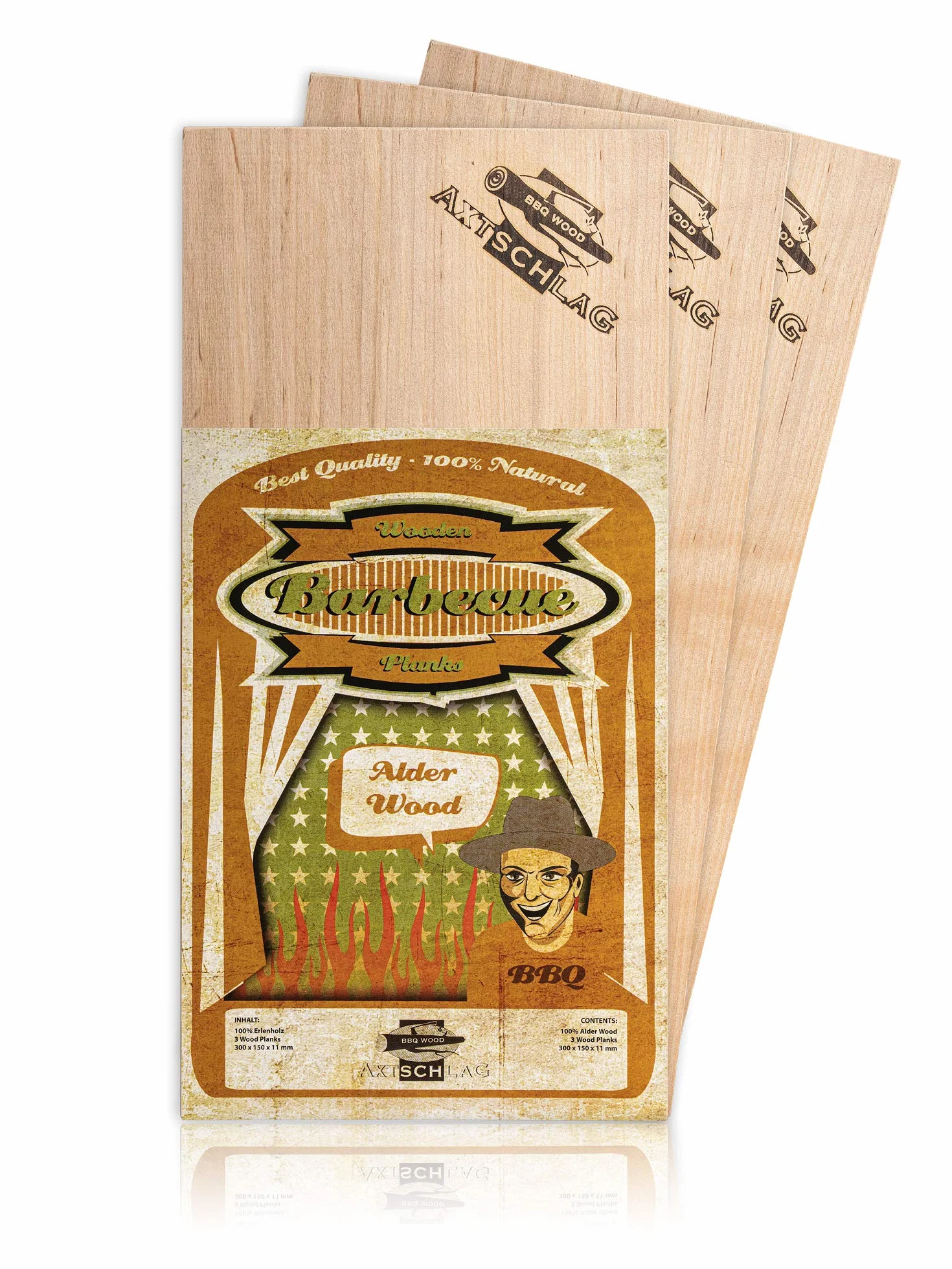 Hache pour planches en bois Aulne 300x150x11 mm Mehrfarbig