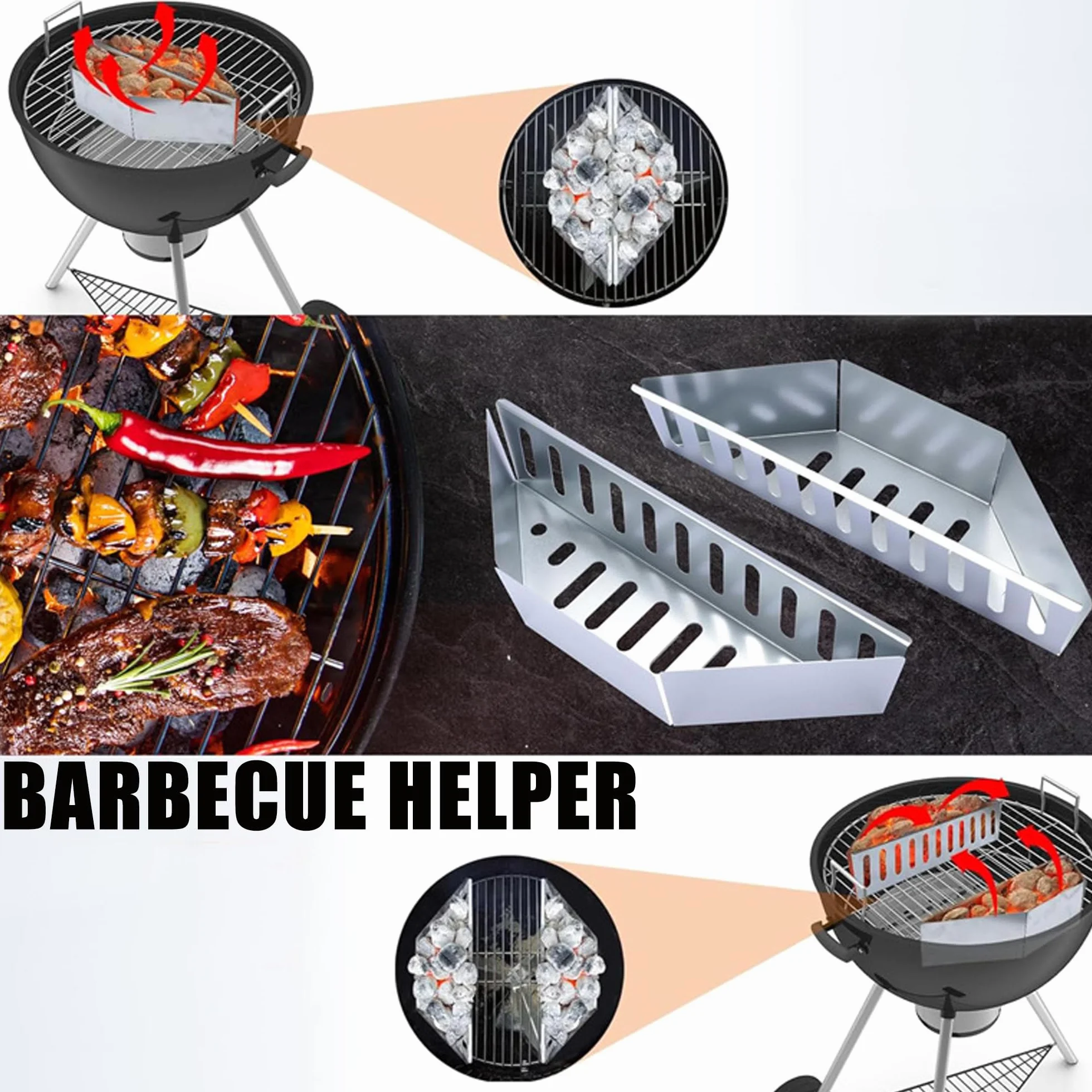 Panier de Barbecue 39 cm, Accessoire BBQ pour Grille à Charbon de Bois, Superposable pour Camping Extérieur