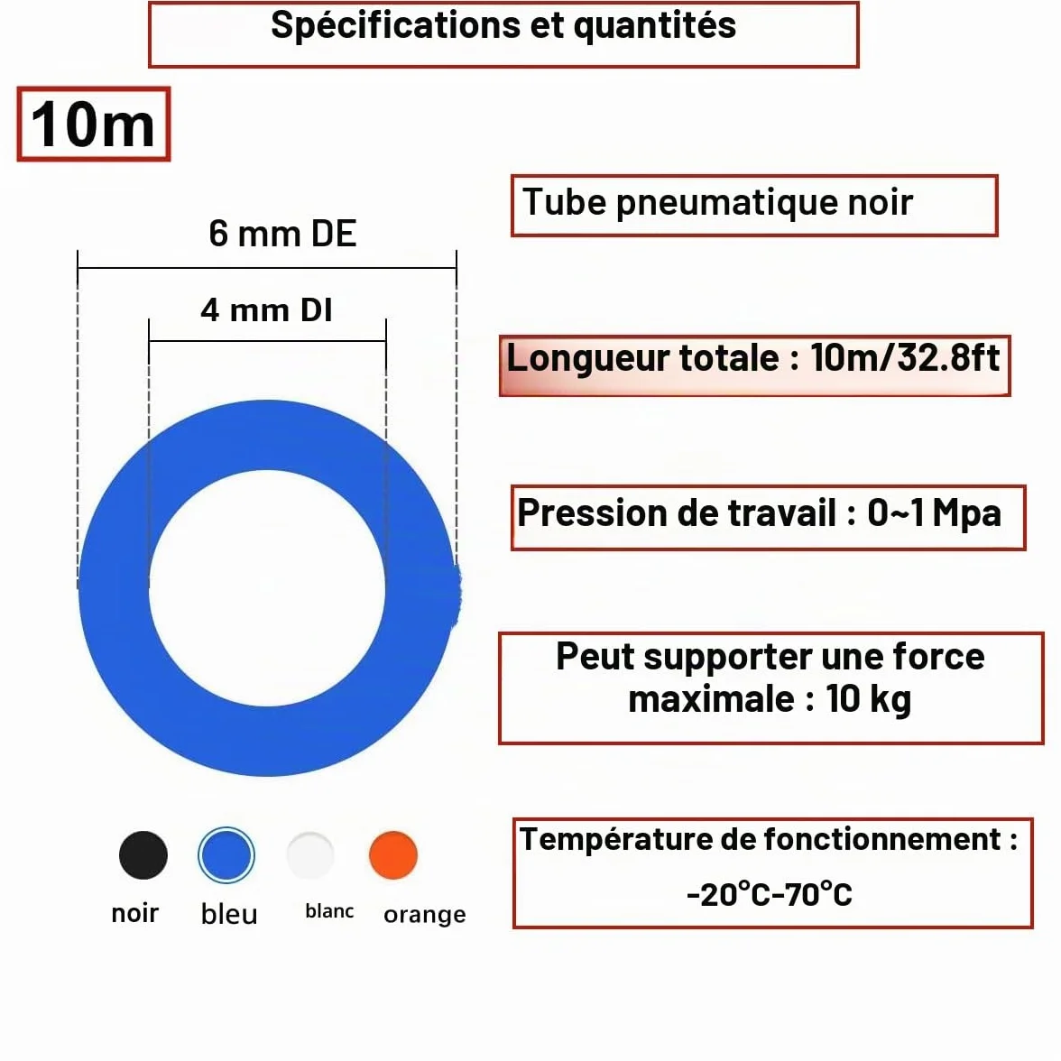 HUAZIZ 10m PolyuréthaneTuyau Pneumatique 6mm Noir, PU Tuyau Air, avec 14 Connecteur Pneumatique 4mm (2 Droits, 2 Coudes, 2 Raccords en T, 2 Séparateurs en Y, 6 Raccords Filetés Mâle)