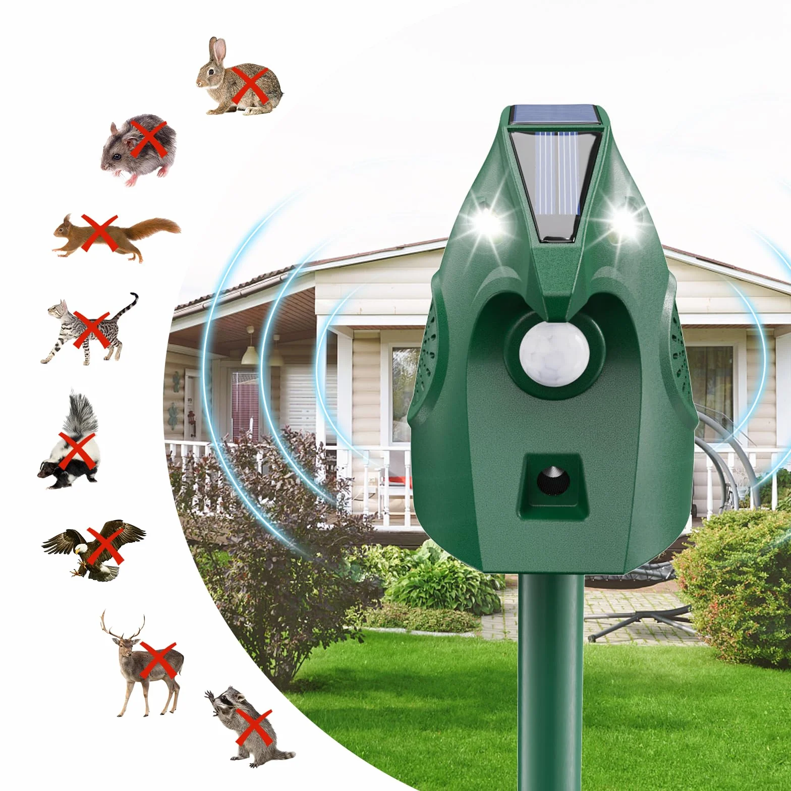 Répulsif Ultrason Chat Extérieur Solaire Anti Chat Chien Jardin USB