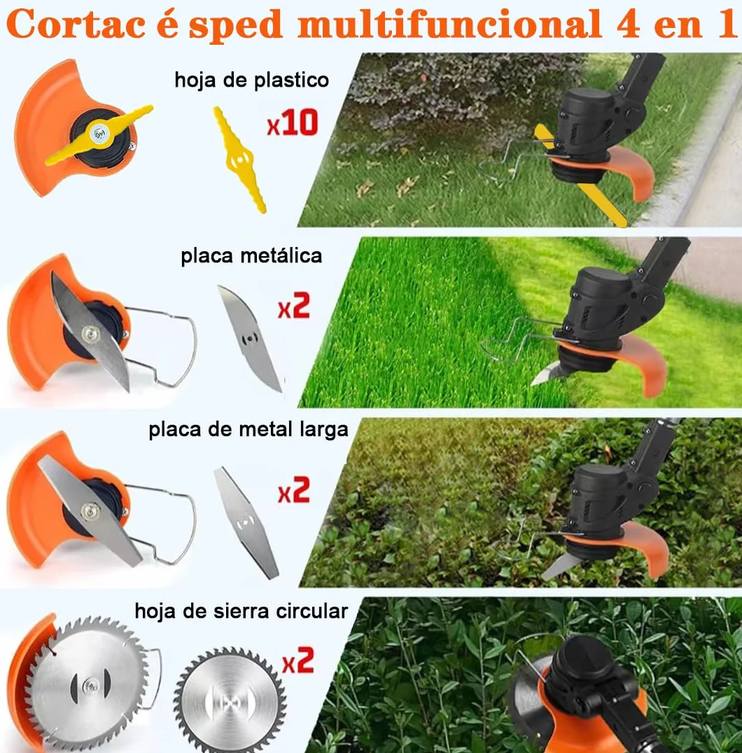 Debroussailleuse Electrique sans Fil 21V 2.0Ah avec 2 Batteries et 3 Lames, Coupe Bordure