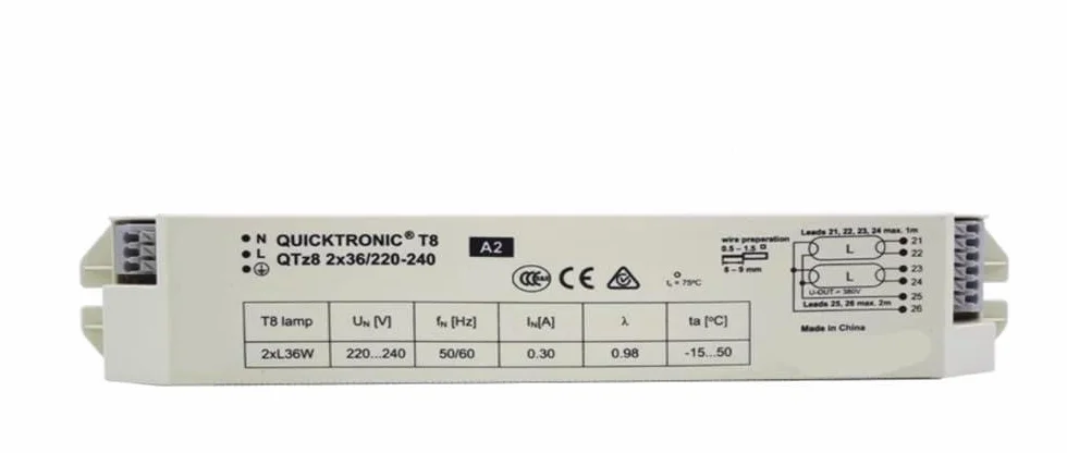 Ballast Électronique QTZ8 1x36W 2x36W Lampe Fluorescente T8 220-240V(QTZ8 2x36W)