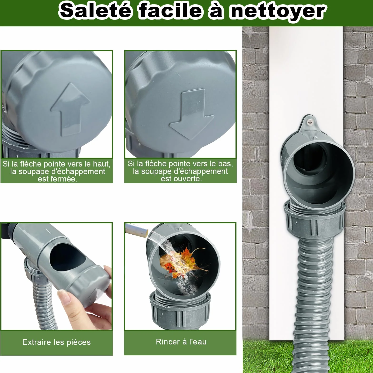Récupérateur d'Eau de Pluie pour Tuyau de Descente Ø 70-110mm, Collecteur Eau de Pluie Toitures 80 m²