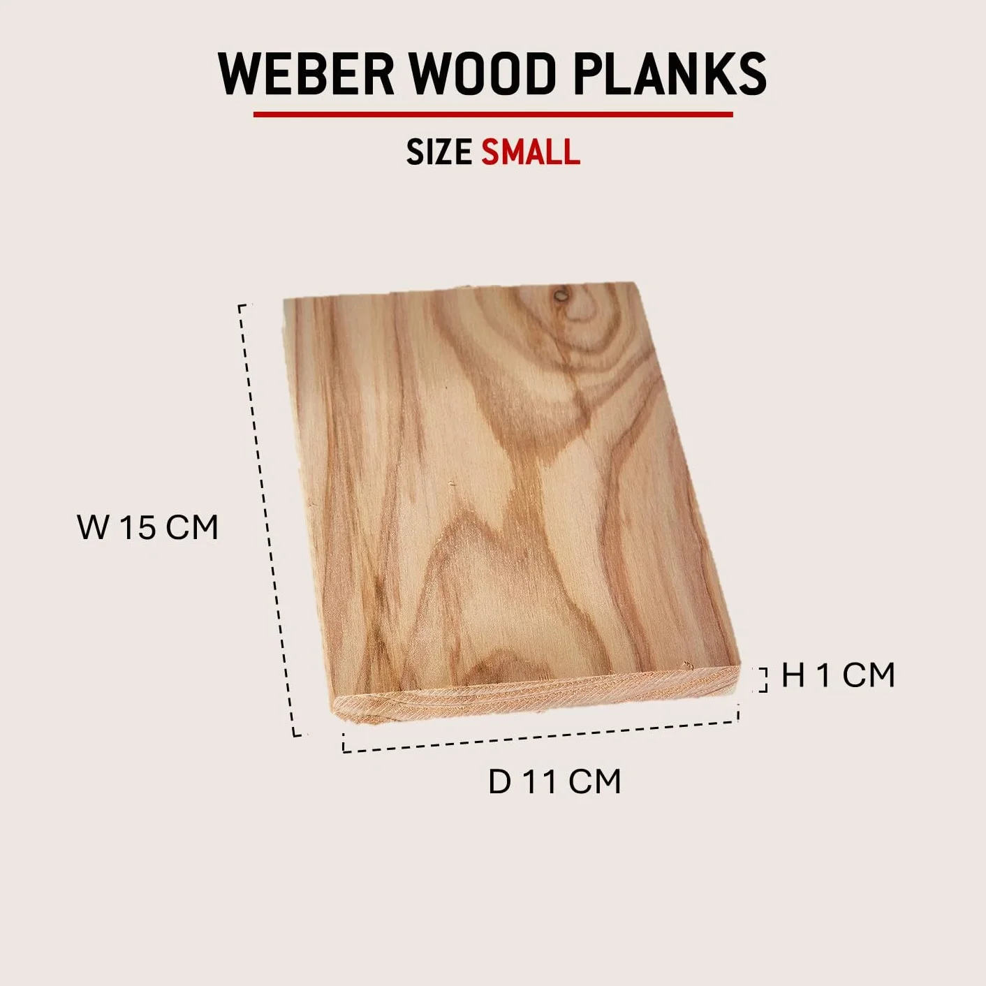Weber Planches de fumage en cèdre rouge Western petit 1,1 x 11 x 15 cm lot de 4