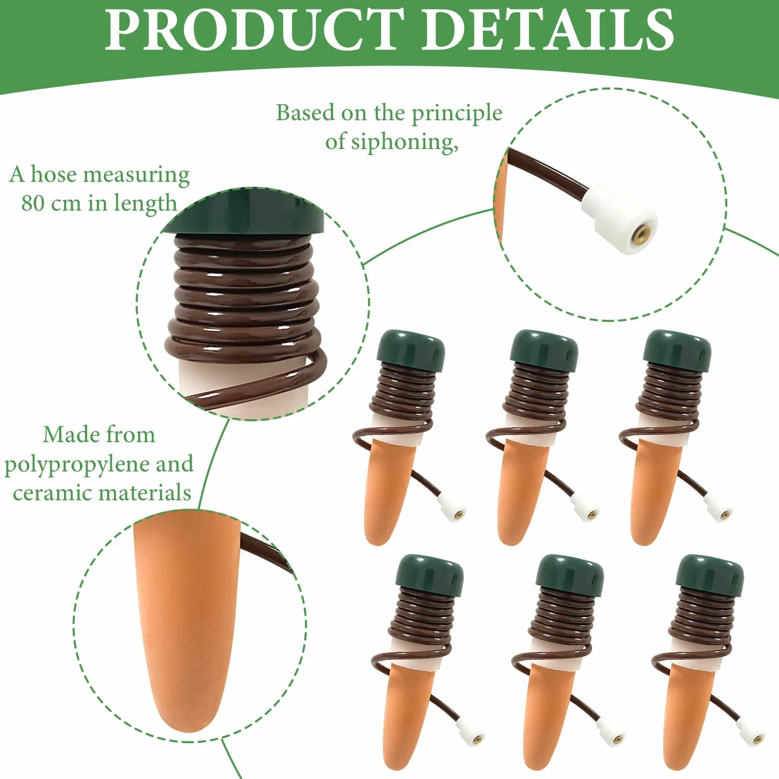Distributeur Eau Plante Arrosage Intérieur Vacances Système Irrigation Automatique Réserve Eau 6 Lot (Brun)