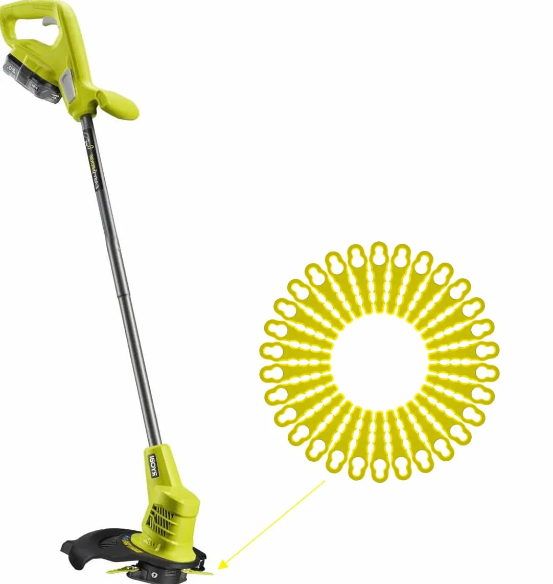 Ryobi Lames de Rechange Coupe Bordure Lot de 50 RAC155 RAC157 RAC158 Double Lames Dentelées