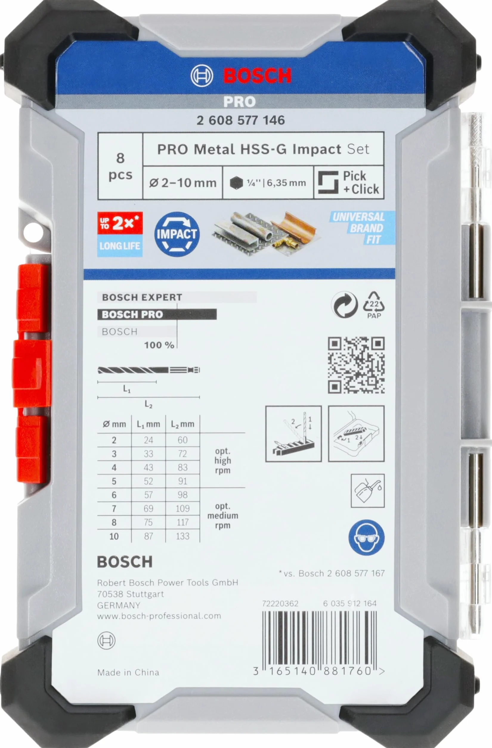 Bosch Assortiment Foret hélicoïdal HSS Impact Control 8 pièces