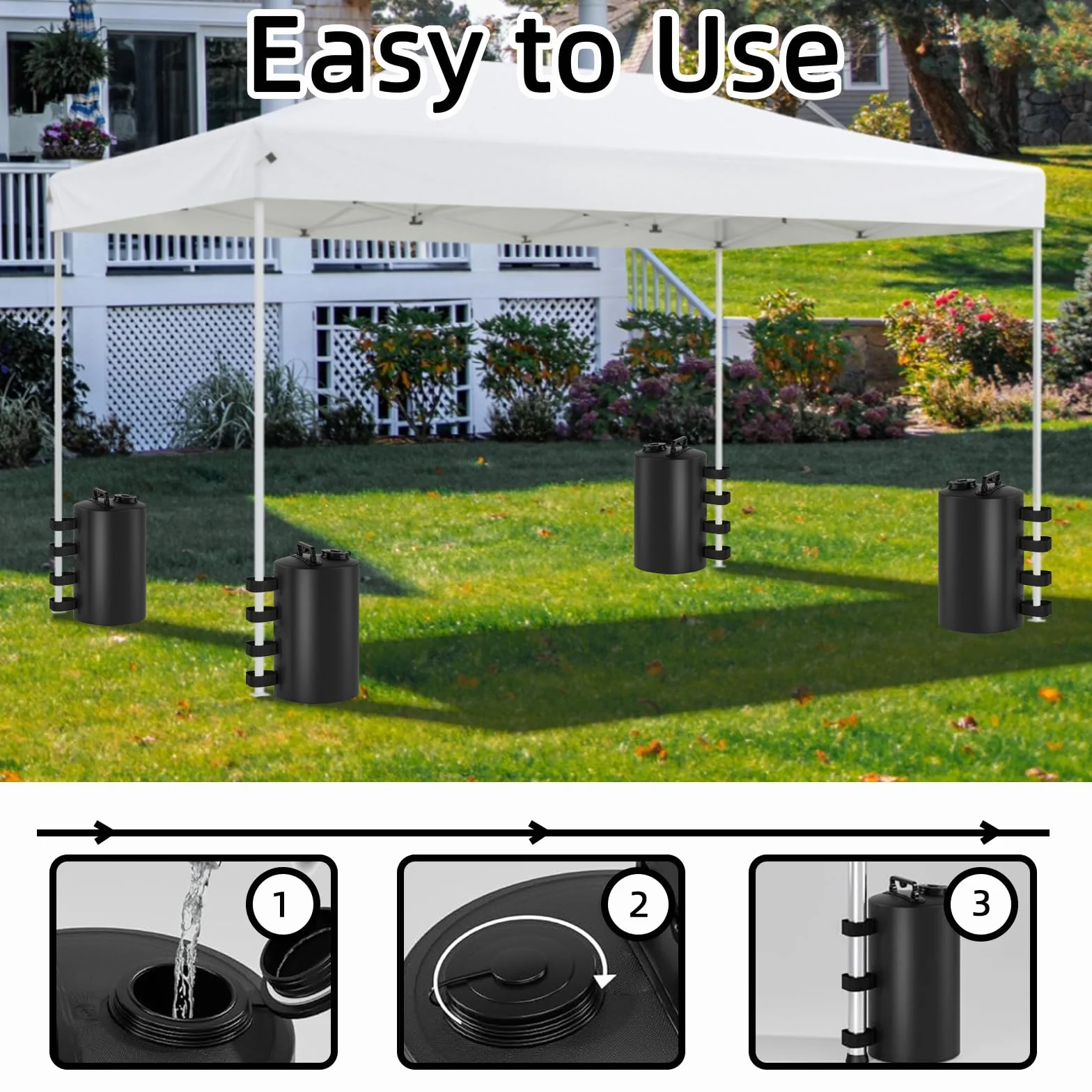 Sacs de lestage d'eau 80 kg (20 L x 4) réutilisables pour tentes de jardin pavillons