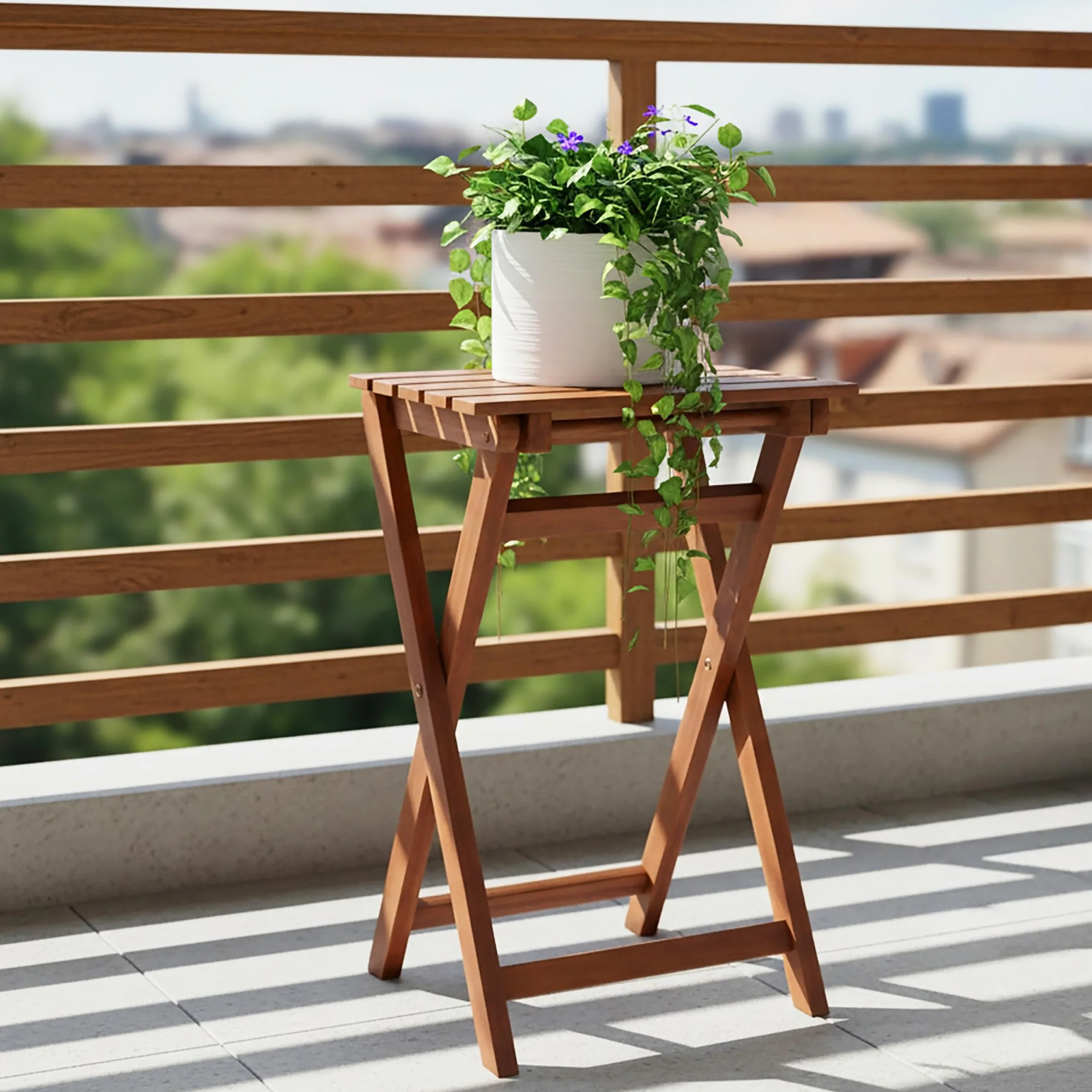 Spetebo Tabouret pliant en bois d'eucalyptus 62 cm - Tabouret de jardin