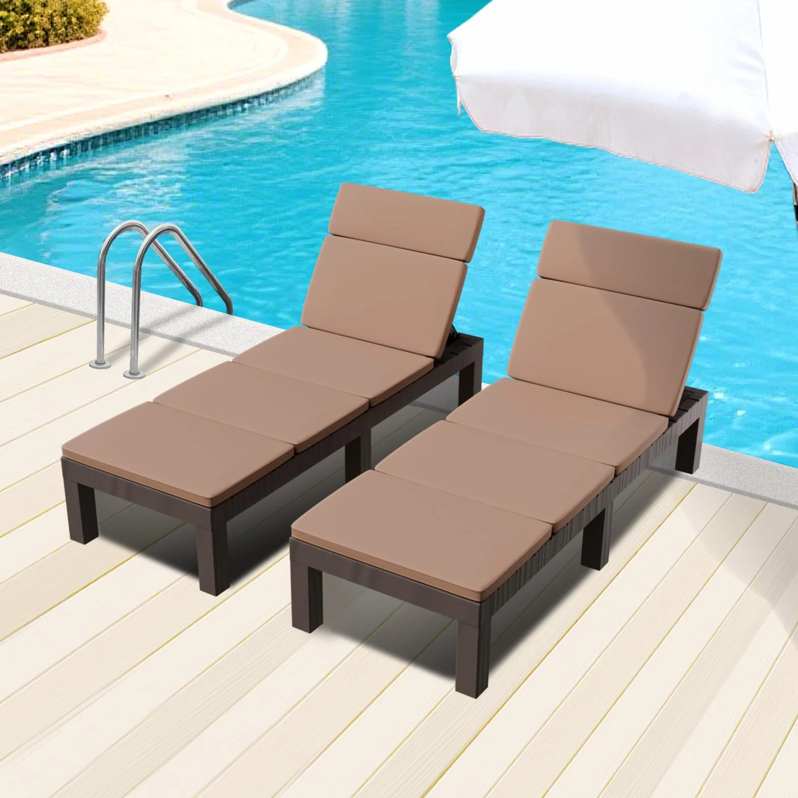 Luxirest Lot de 2 Chaise Longue Jardin avec Coussin Dossier réglable