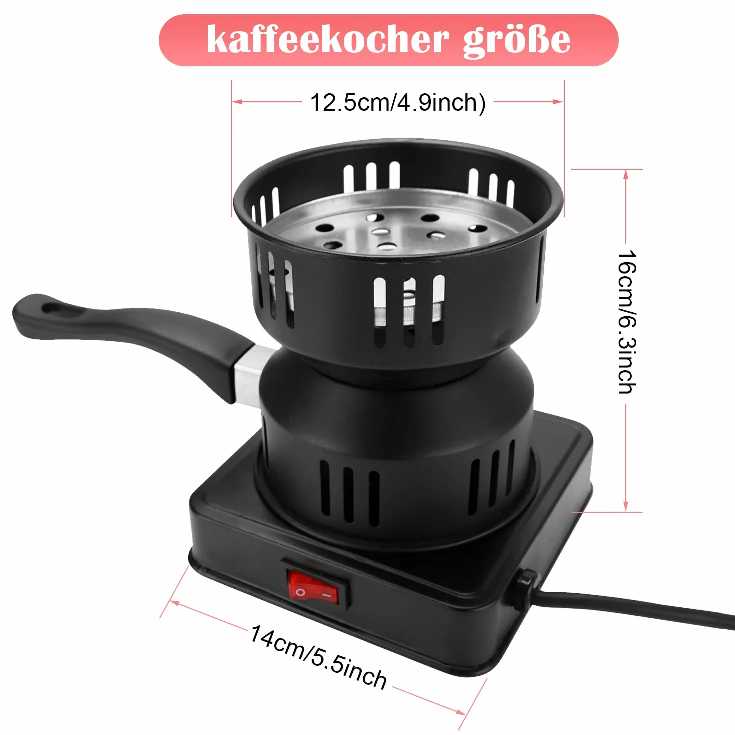 Allume Charbon Électrique 450-600W Plaque Chauffante Barbecue Charbon de Bois Brûleur Câble