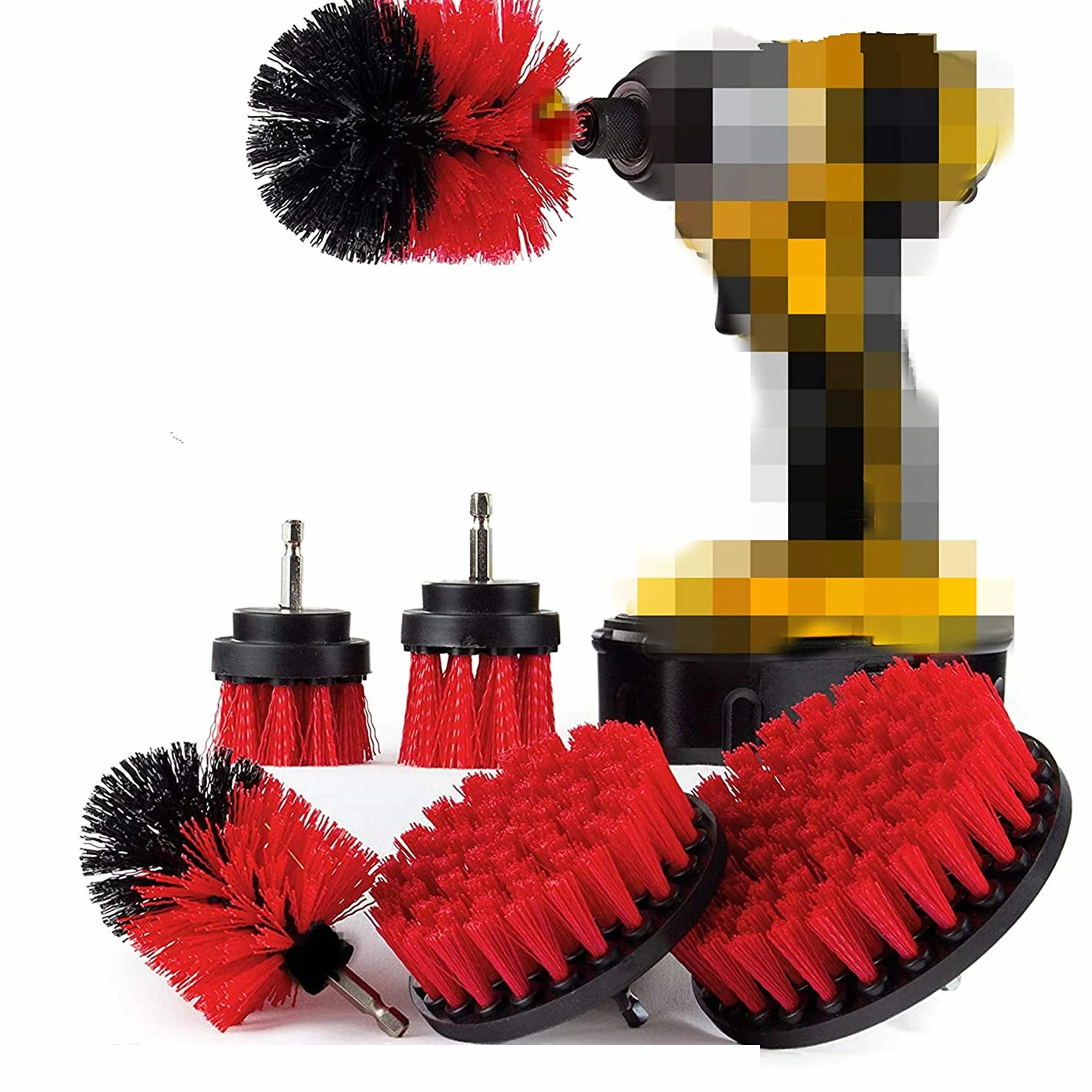 Lot de 6 embouts de brosse rigides - Différentes tailles - Brosse électrique - Brosse de plafond alimentée par perceuse - Élimine les algues, les moisissures et la mousse des statues de jardin