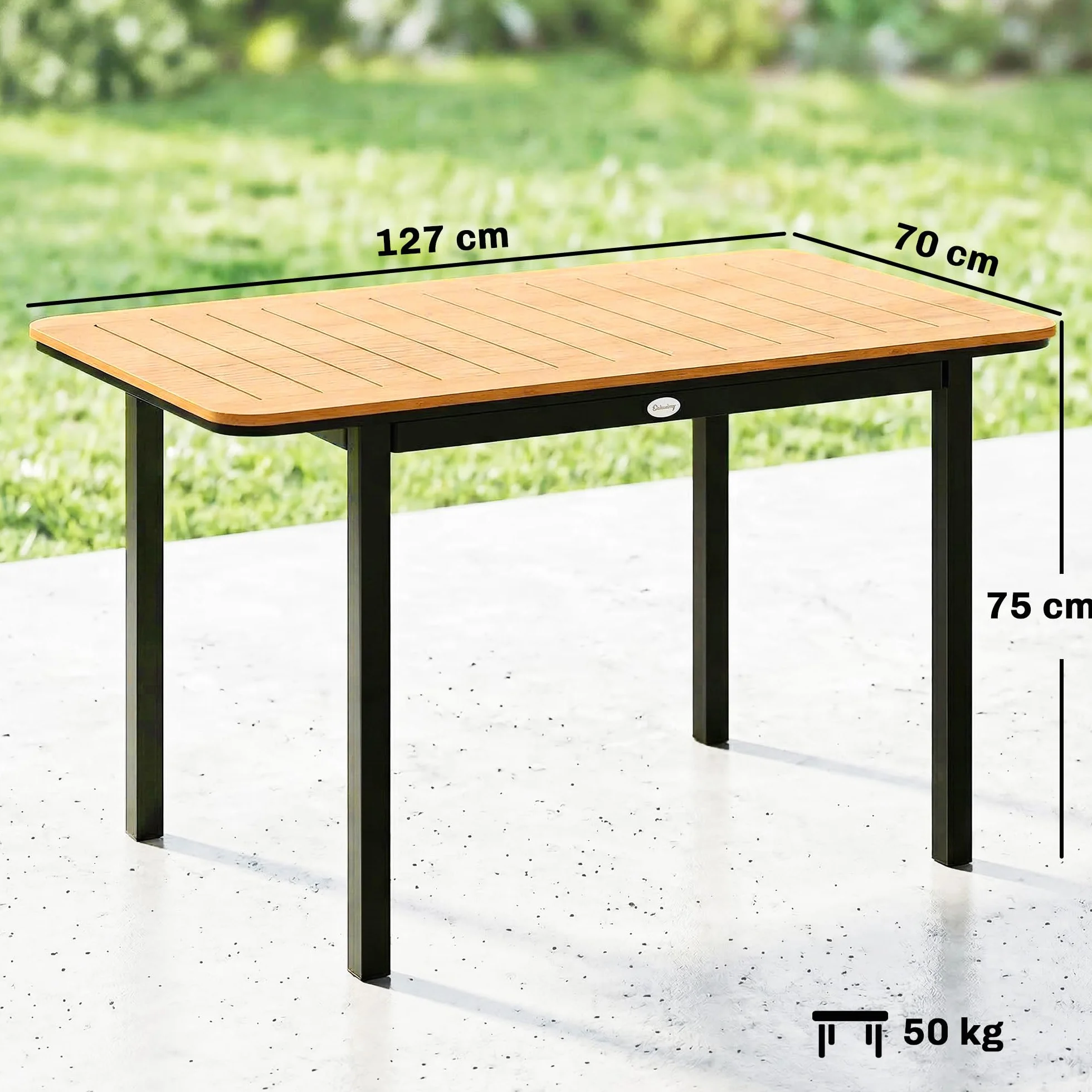 Outsunny Table de Jardin 6 Personnes Bois Composite 127x70cm Rectangulaire Marron