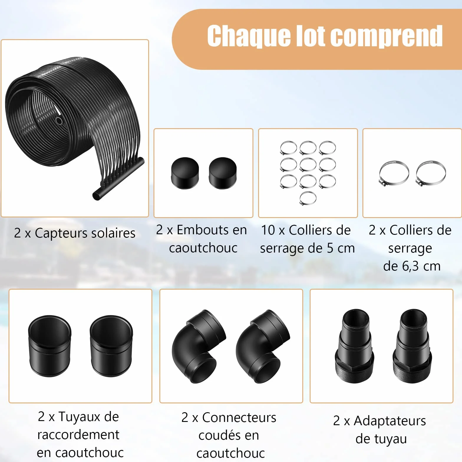 COSTWAY Chauffage Solaire pour Piscines 2 Panneaux 300x75 cm