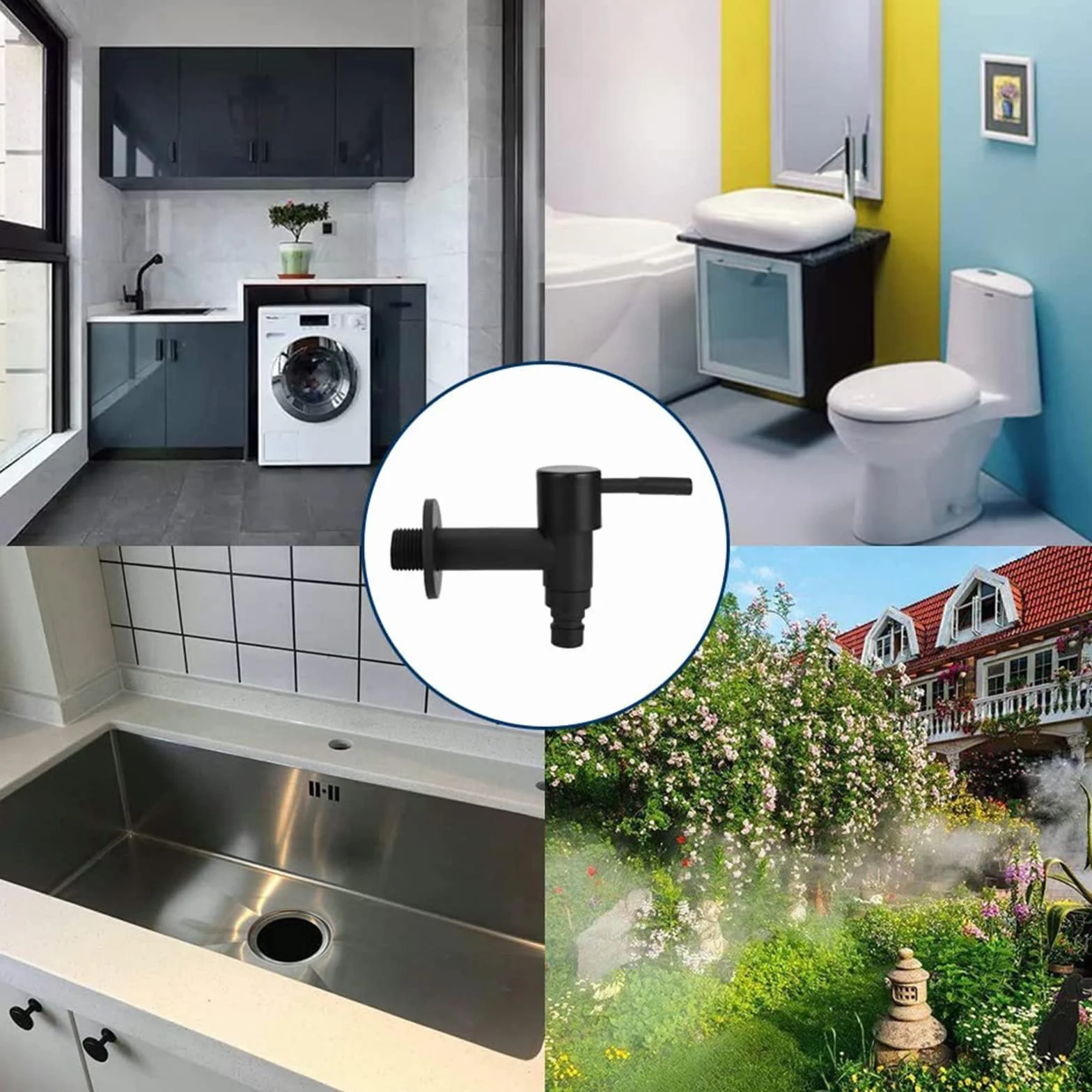 Vadrouille robinet de Piscine Acier Inoxydable, Poignée Courte, Robinet Mural pour Évier Balcon Cuisine Jardin