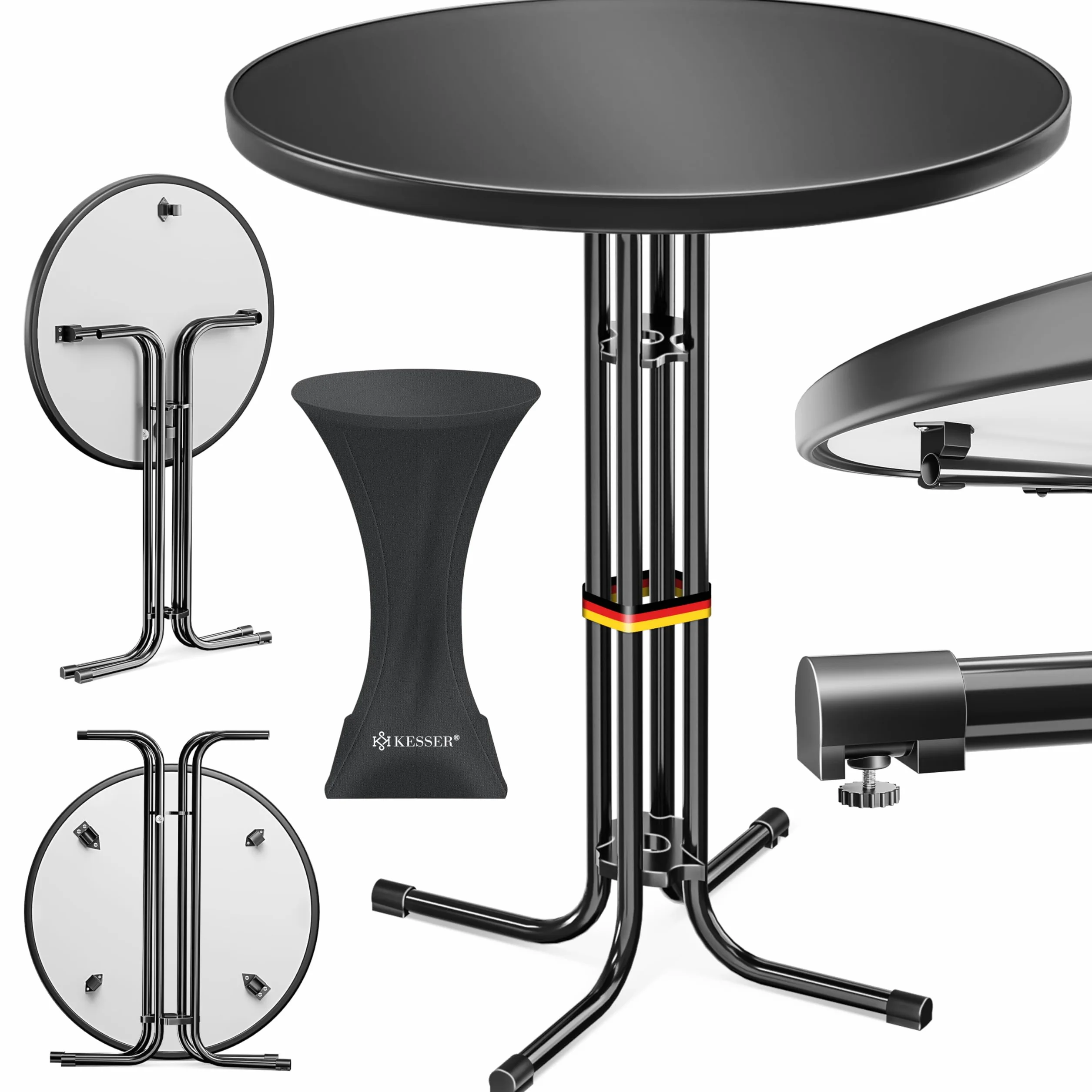 KESSER Table Haute Pliante Ronde Ø 80 cm Gastronomie Bistrot Jardin Résistante Intempéries Chaleur