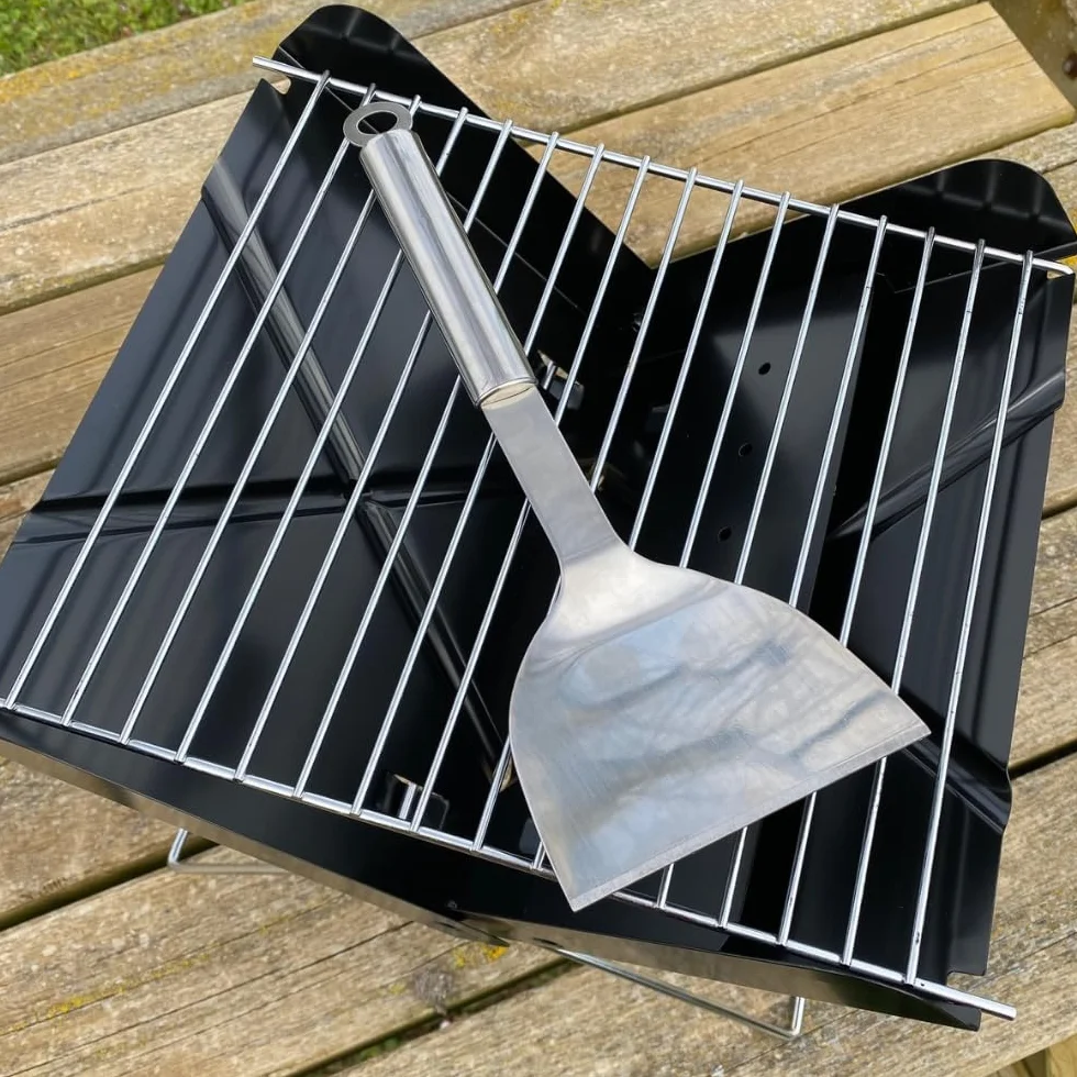 Spatule Inox Manche Ergonomique pour Plancha Barbecue Ustensile Cuisine Résistant