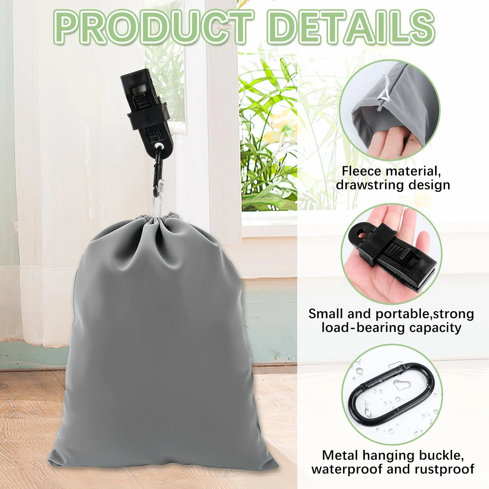 Sacs de lestage pour rideaux d'extérieur avec clips, poids pour tentes, portable