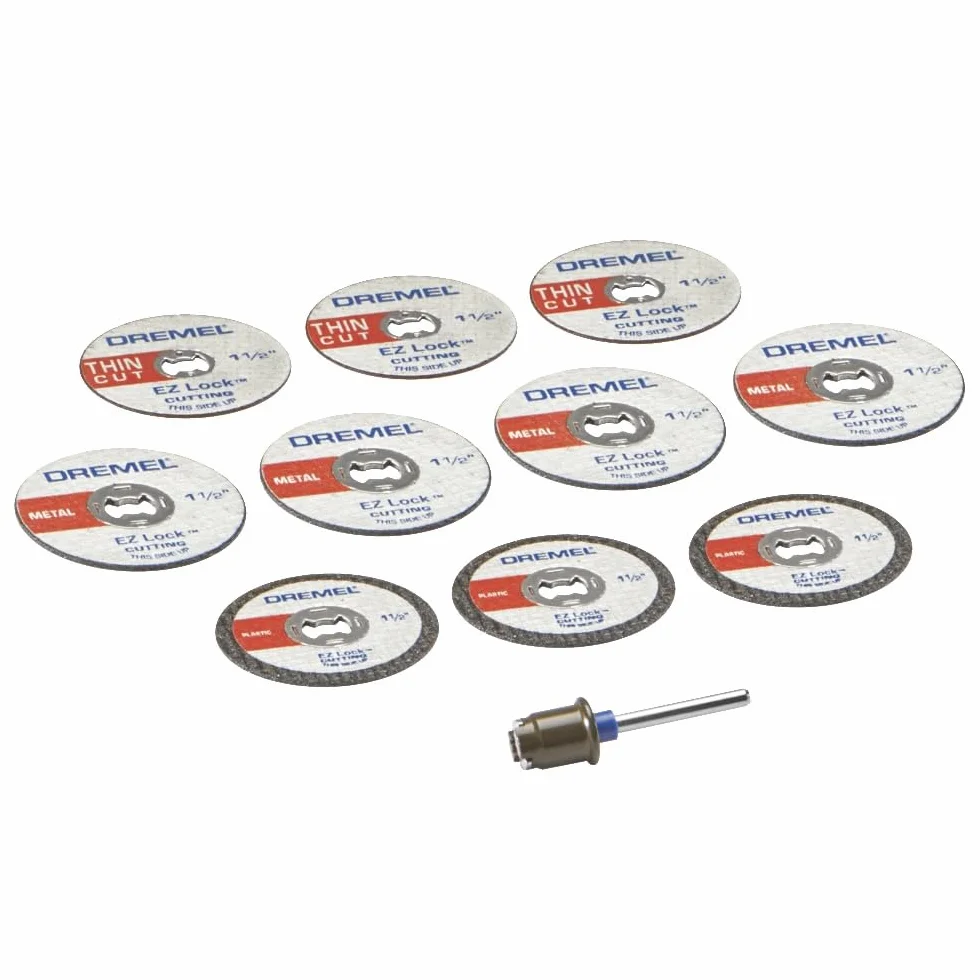Dremel EZ728-01 EZ Lock Kit d'accessoires 11 pièces pour outils rotatifs avec disques à tronçonner pour plastique, métal et coupes fines