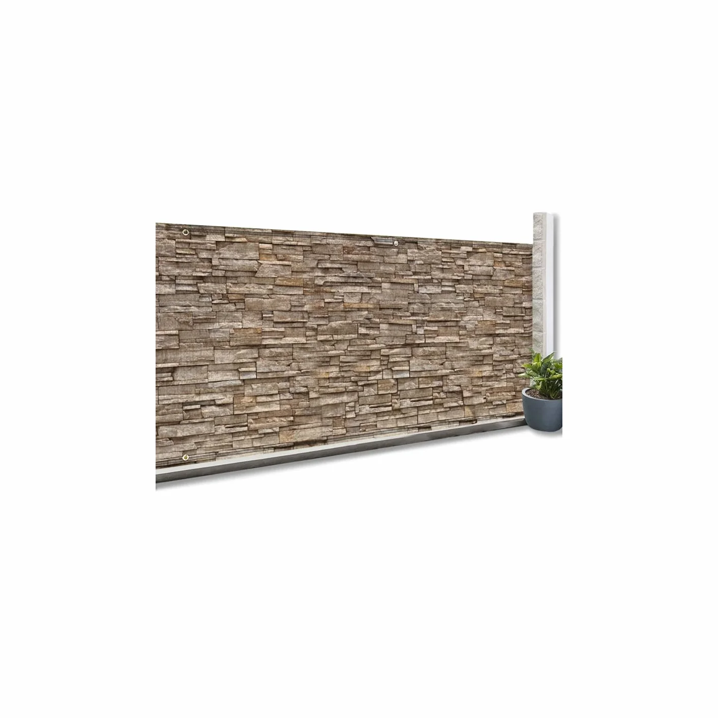 Brise Vue occultant 1,2 x 10 M Motif Pierre Marron 160 GR/m²