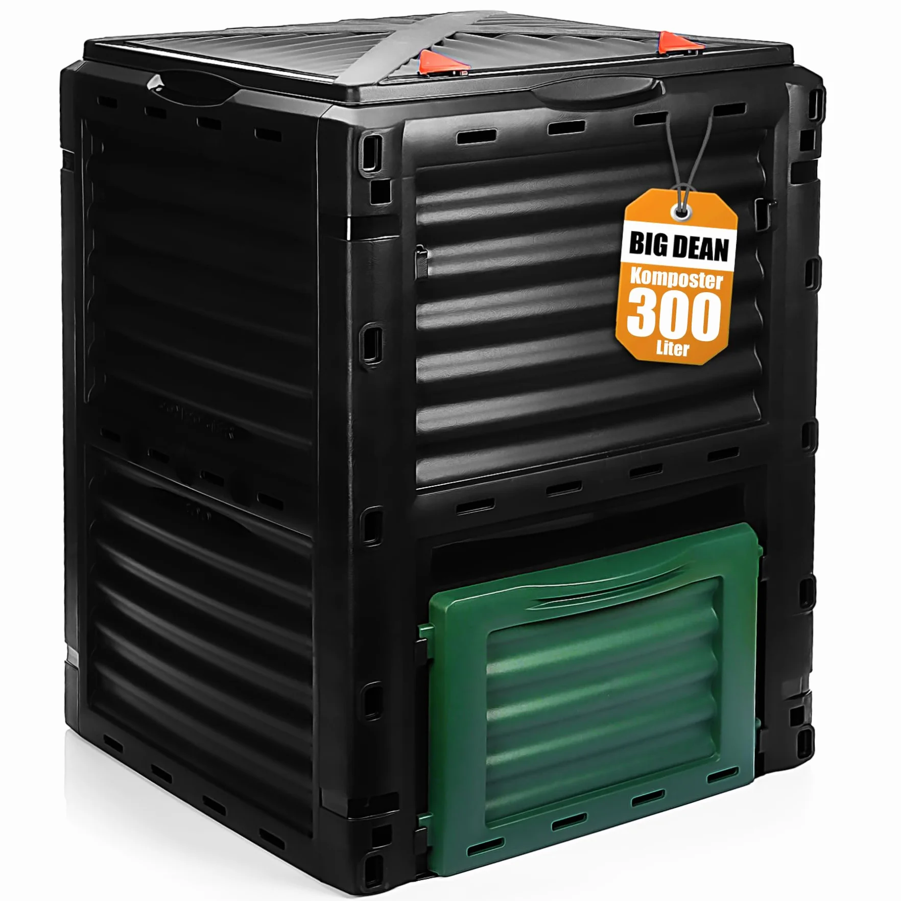 BigDean Composteur jardin 300 litres plastique résistant intempéries fabriqué Europe