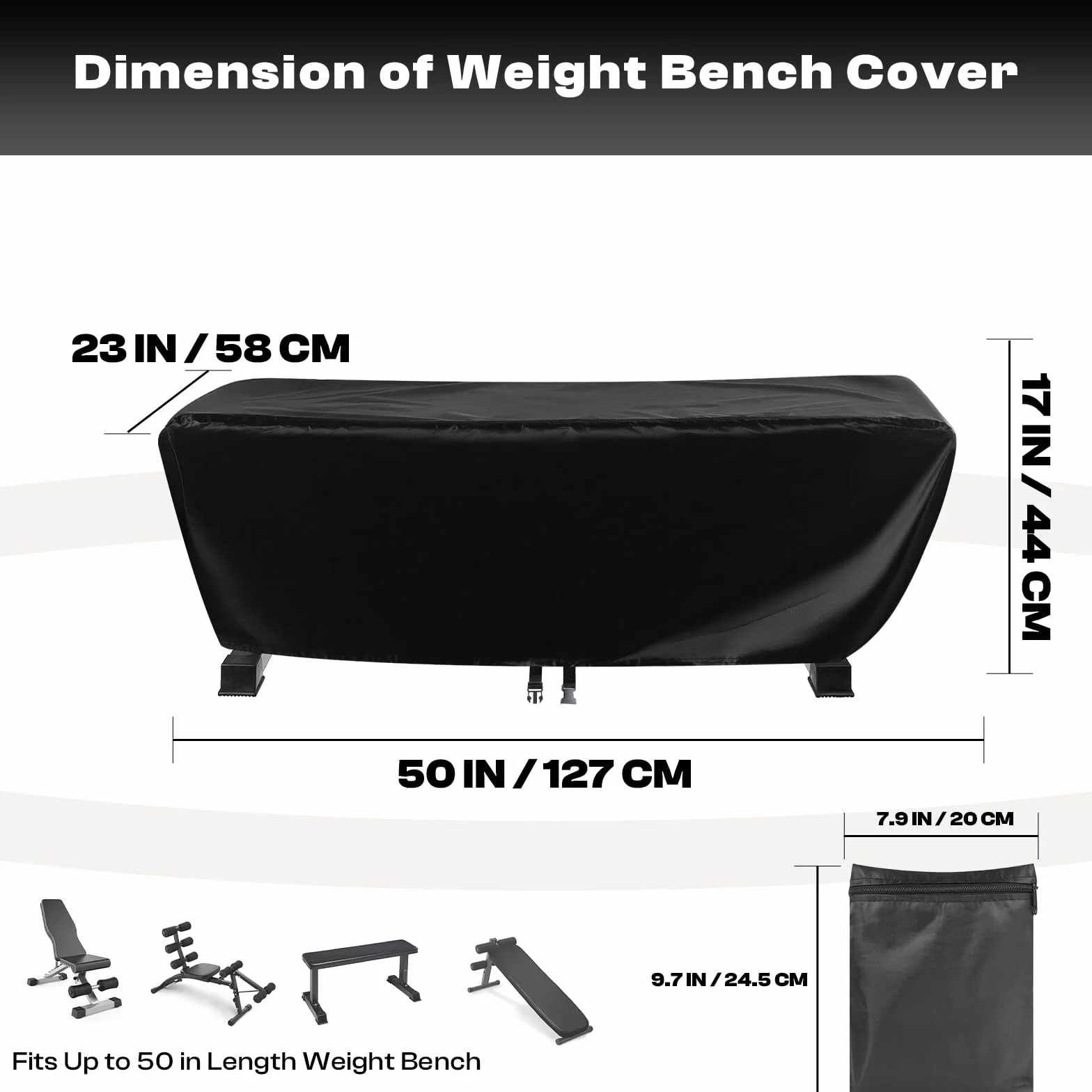 Housse pour banc de musculation 420D Oxford imperméable extérieur protection toutes saisons