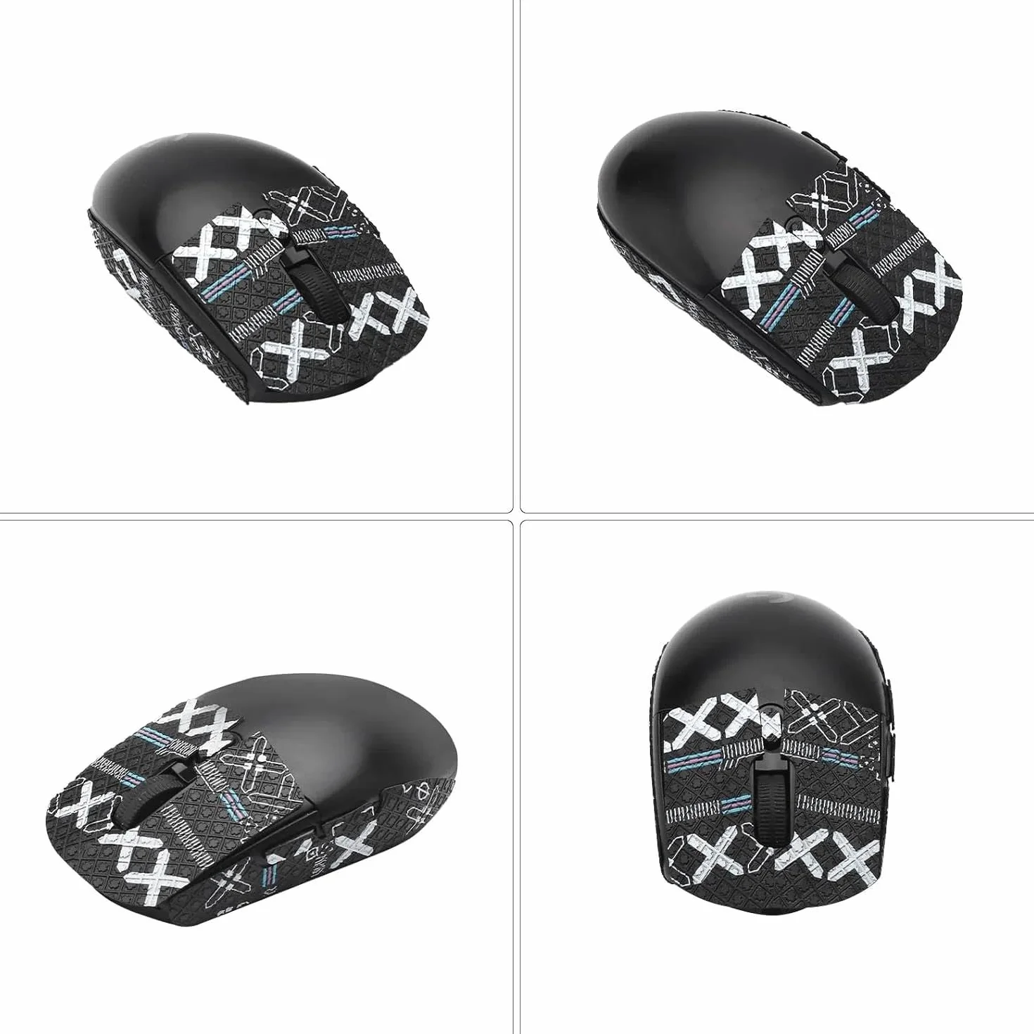 VOSSOT Lot de 2 bandes antidérapantes pour Logitech G Pro X Superlight - Antidérapantes et absorbent la transpiration - Avec forme 1:1 sur mesure - Noir et doré