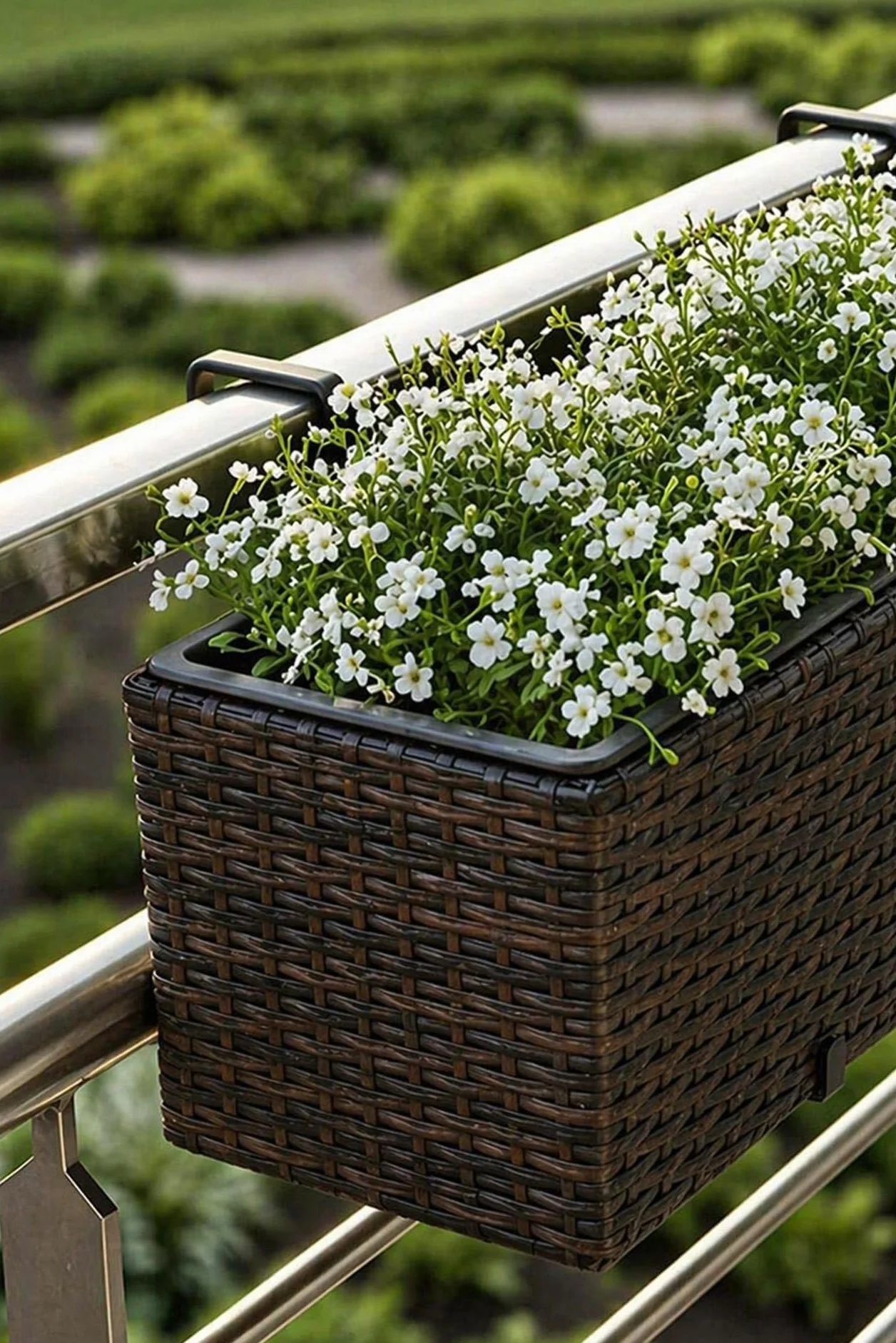 VIVANNO Bac à Fleurs Balcon polyrattan Brun 20 x 80 x 19 cm