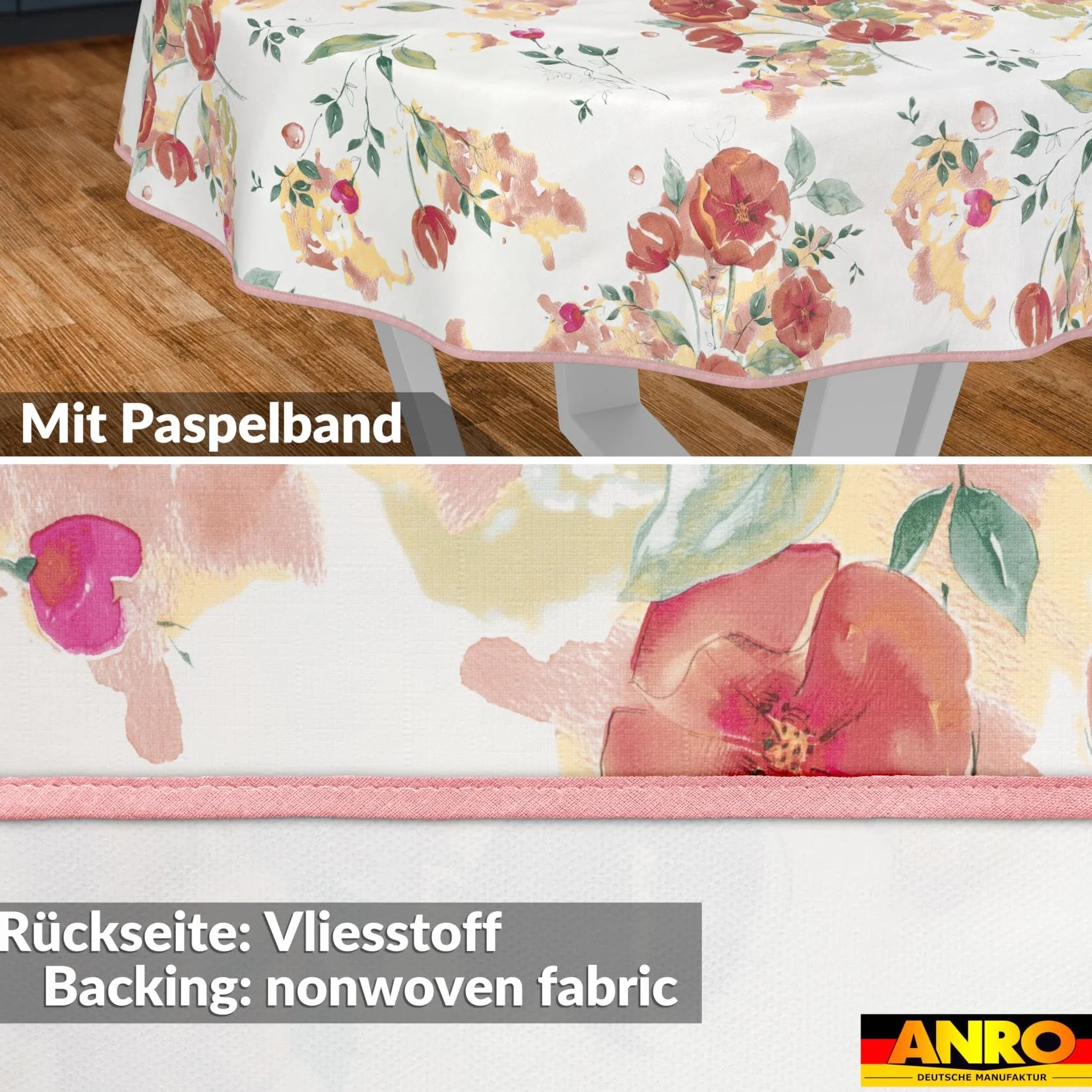 Nappe en Toile cirée Lavable Imperméable Effet Lotus Ronde 140 cm