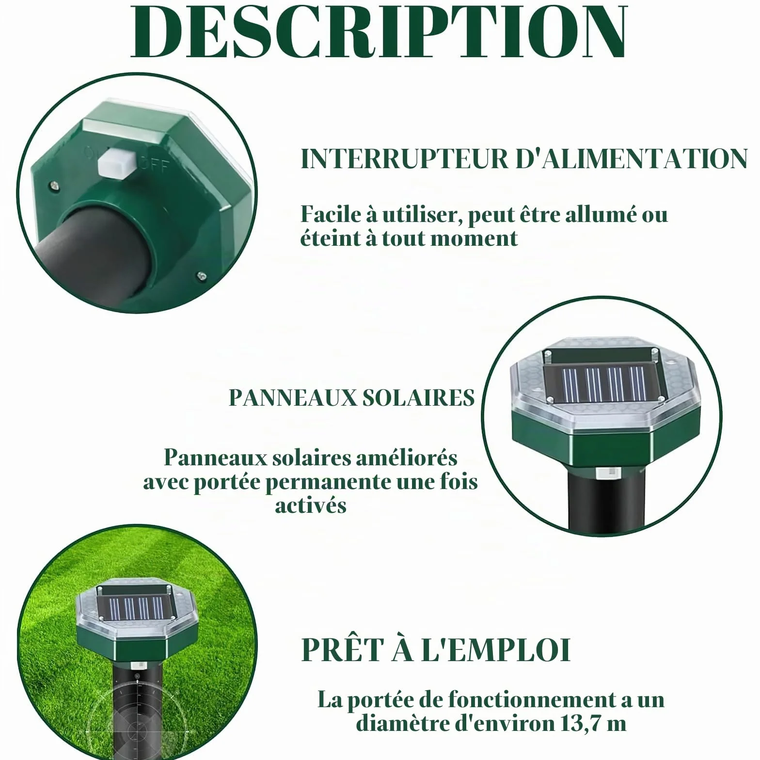 Répulsif Taupe Solaire à Ultrason RosyFate Lot de 4 Anti Taupe IP65 Imperméable