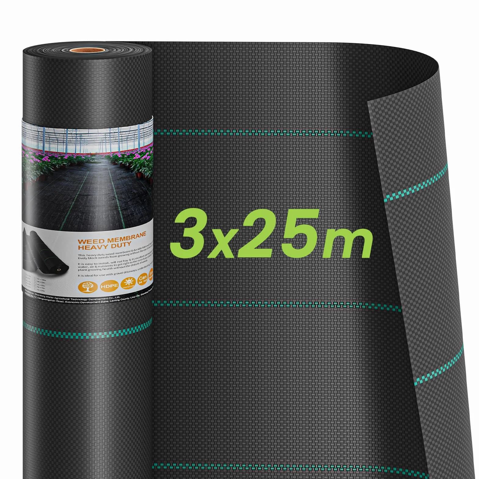 Dripex Toile de Paillage 3m x 25m 90g/㎡ Anti-UV Géotextile Perméable à l'eau Noir