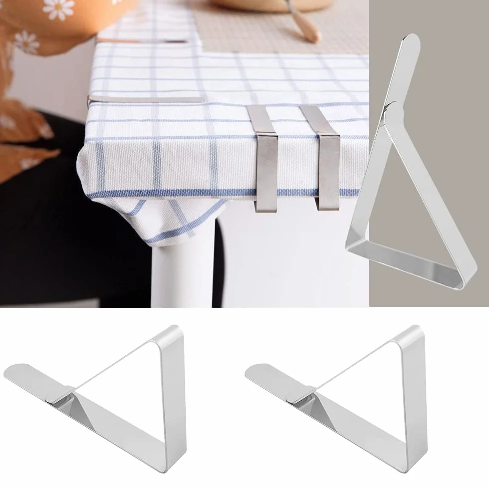 Clip Pince pour Nappe Anti-Glissant en Acier Inoxydable 24Pcs Argent