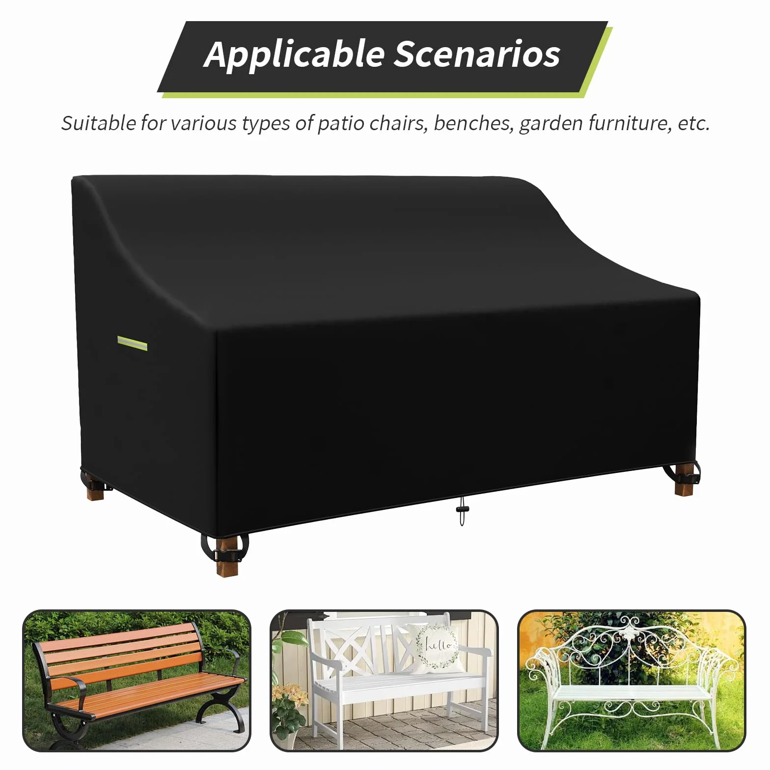 Housse de protection pour banc de jardin 135x67x65/91 cm Oxford 600D imperméable anti-UV 2 places