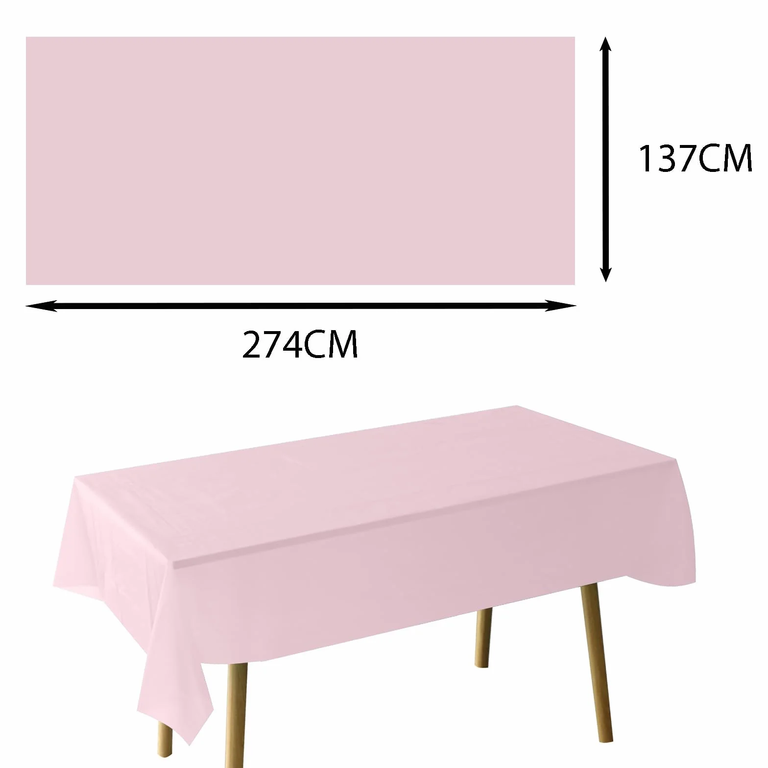 PEVE Rose Macaron Nappes 137x274cm Nappe de Table Rectangulaire Imperméable Fête Anniversaire