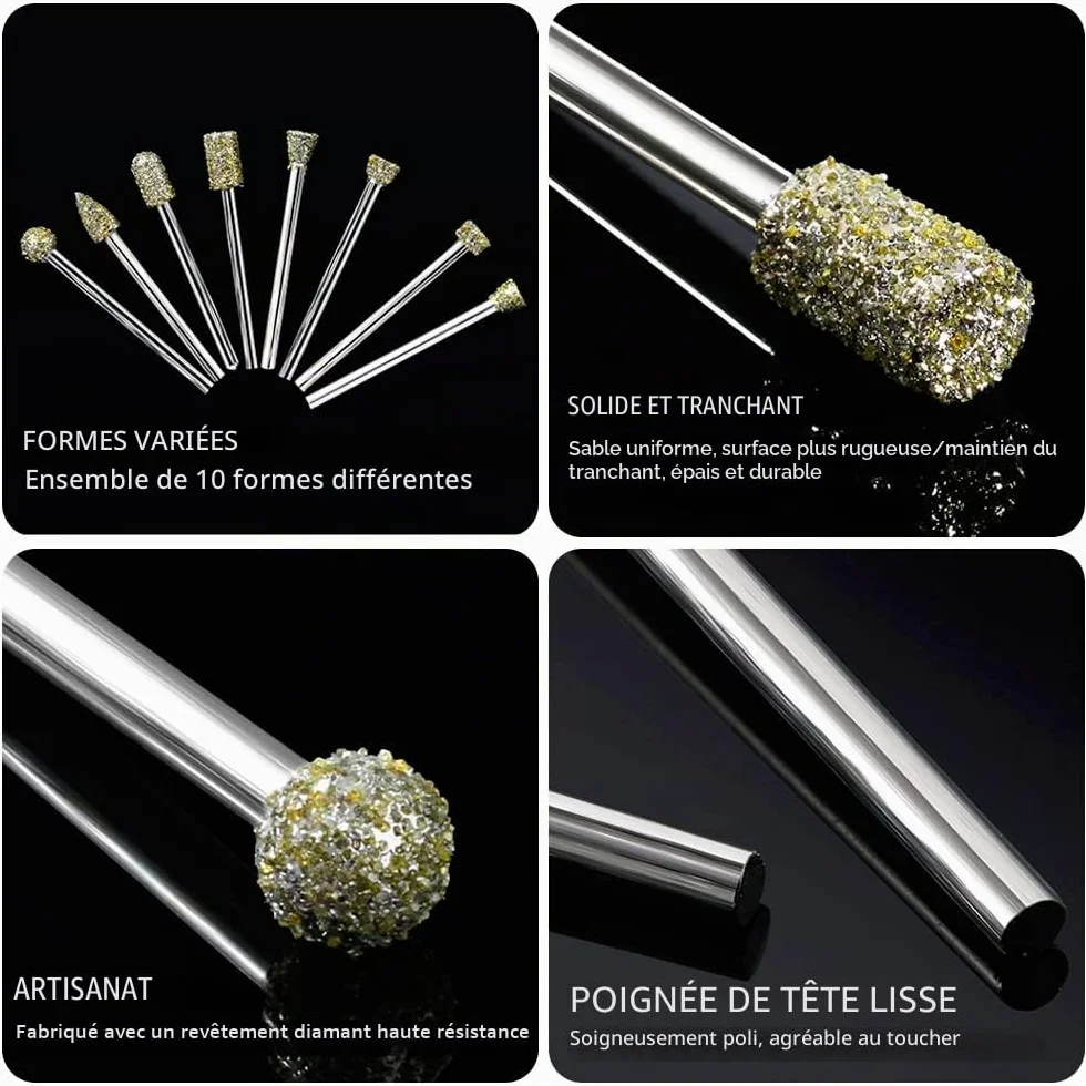 Fraise Diamant, Lot de 20 Fraises Diamantées Tige 1/8" Compatible avec Dremel pour Sculpture Gravure Meulage Polissage de Pierre, Roche, Verre, Céramique