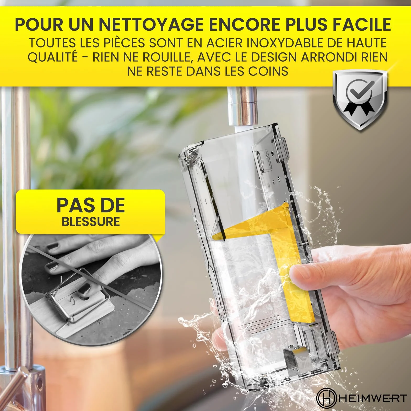 HEIMWERT Piège à Souris Vivantes Set de 2 - avec Stockage d'Eau, Boîte d'Appât, Trous de Ventilation – Piège à Rat avec Sortie Rapide sans Contact