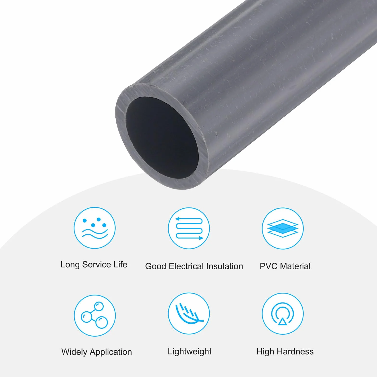 QUARKZMAN Tuyau Rigide PVC Tube Rond Tuyau Matériel Tuyauterie 15.4mm ID 20mm OD 9" Longueur Gris Clair Haute Résistance Aux Chocs pour Tuyau D'Eau, Bricolage, Gaine Câble 2Pièces