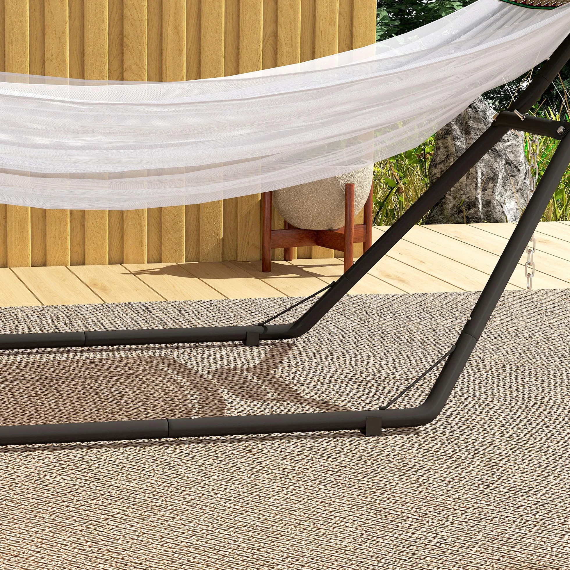 Outsunny Support de Hamac pour 2-3 Personnes, Cadre en Acier Portable et Réglable, Résistant aux Intempéries, Capacité 150 kg, Noir