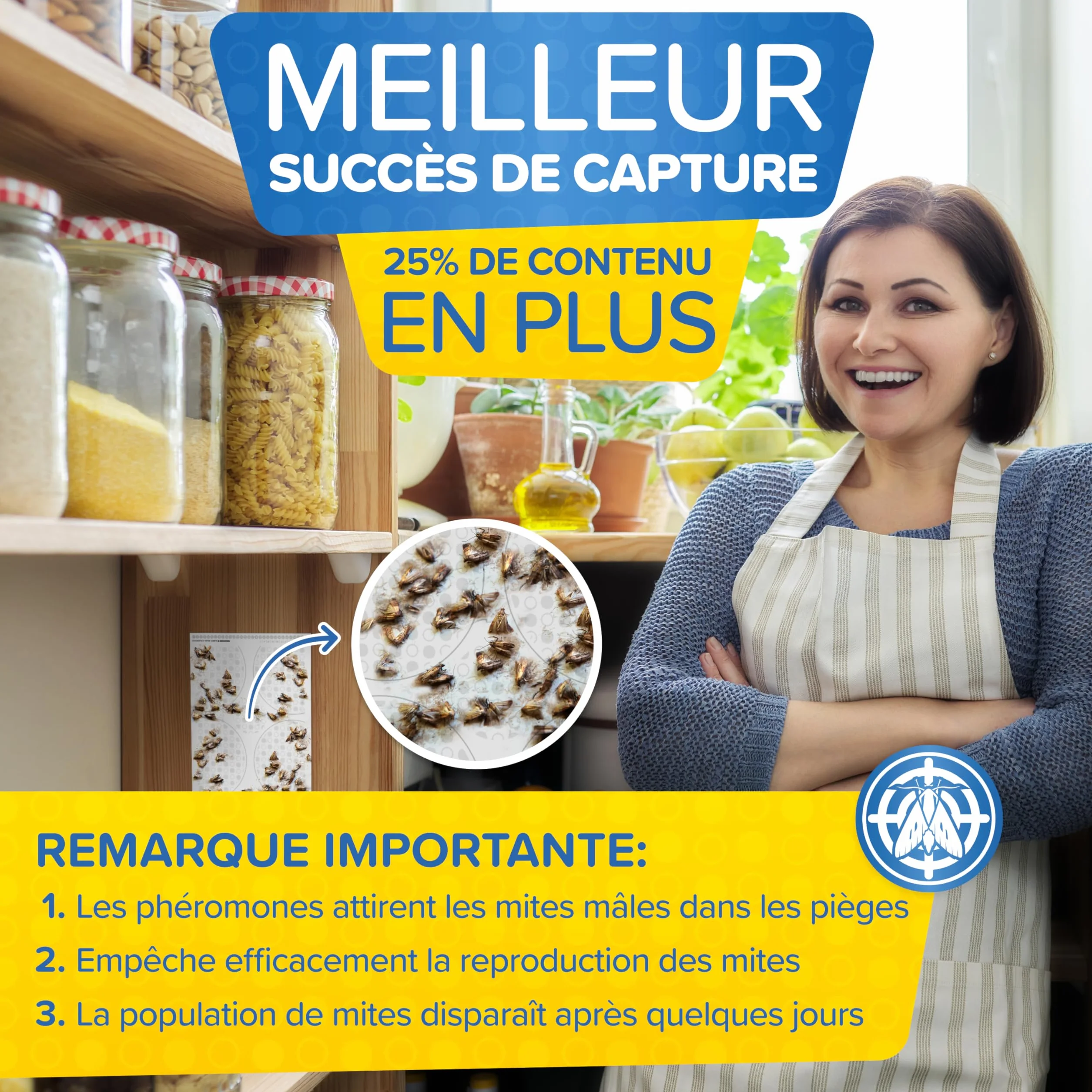 Piège à Mites Alimentaires 10 Pièces - Piège à Phéromones avec Colle Haute Performance Contre Les Mites Alimentaires