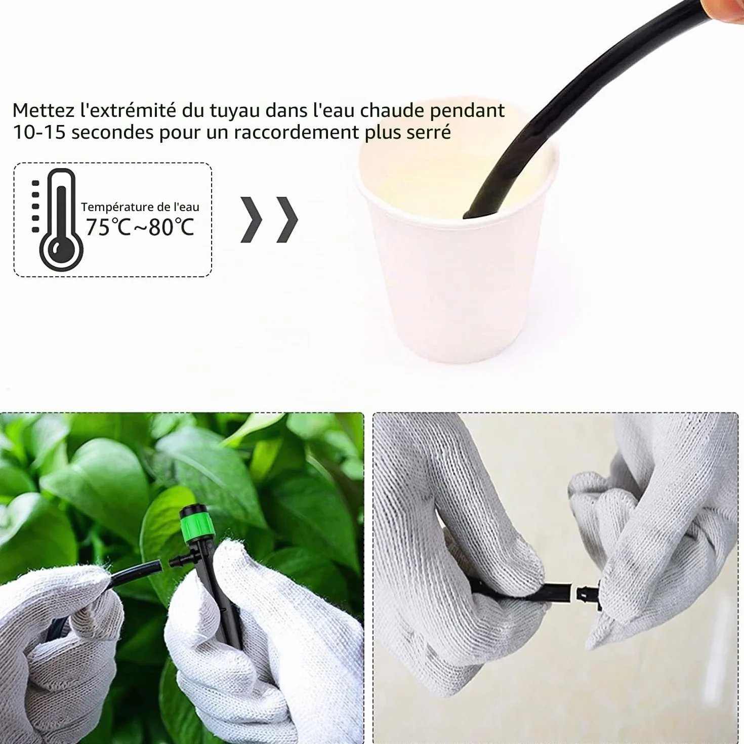 Goutteur d'irrigation 360° réglable, 100 pièces, micro arroseur pour tube 1/4" (4-6mm), pour jardin serre pelouse