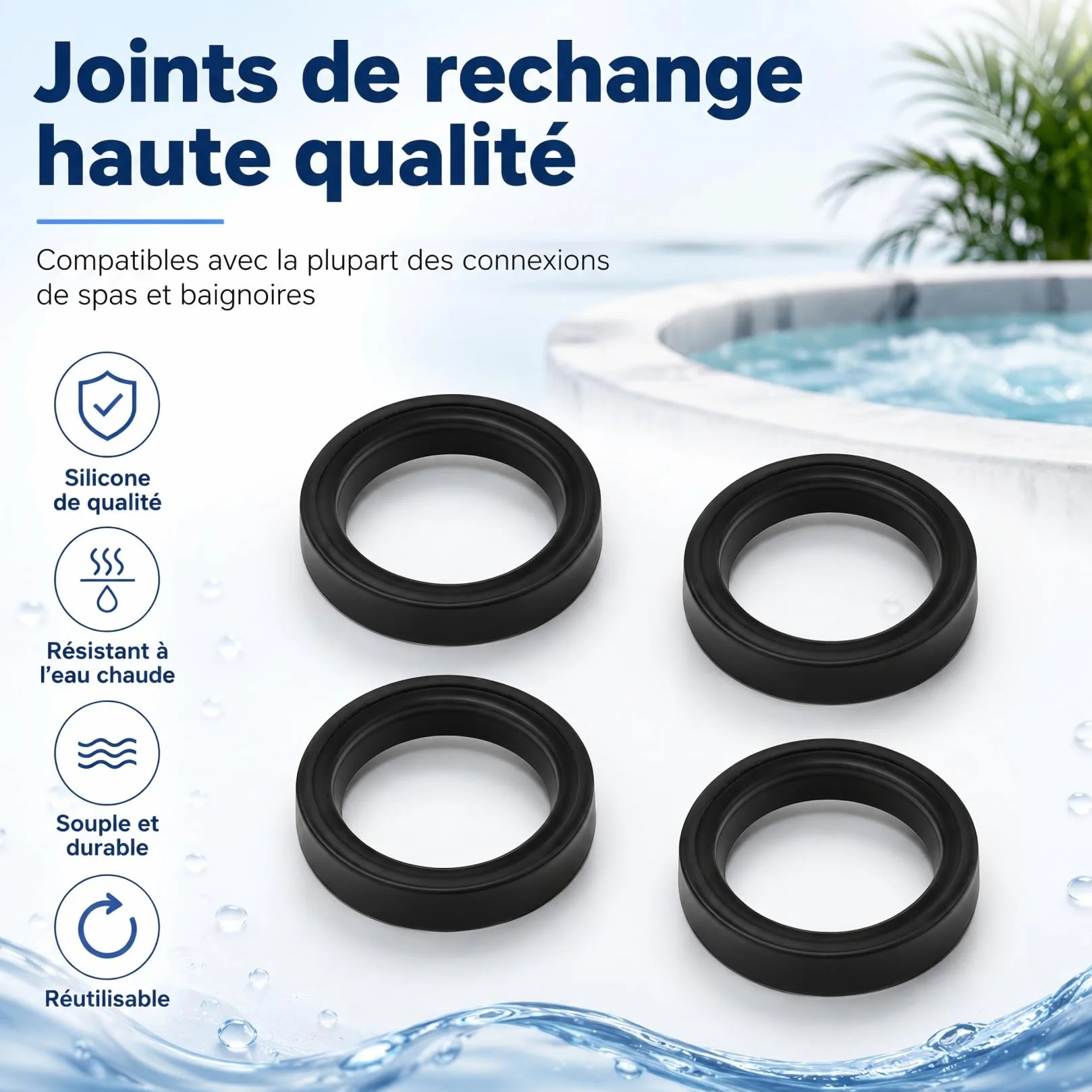 Joints de Connecteur de Remplacement 11699, Joint Silicone Entrée et Sortie pour Intex Pure Spa Simple Spa