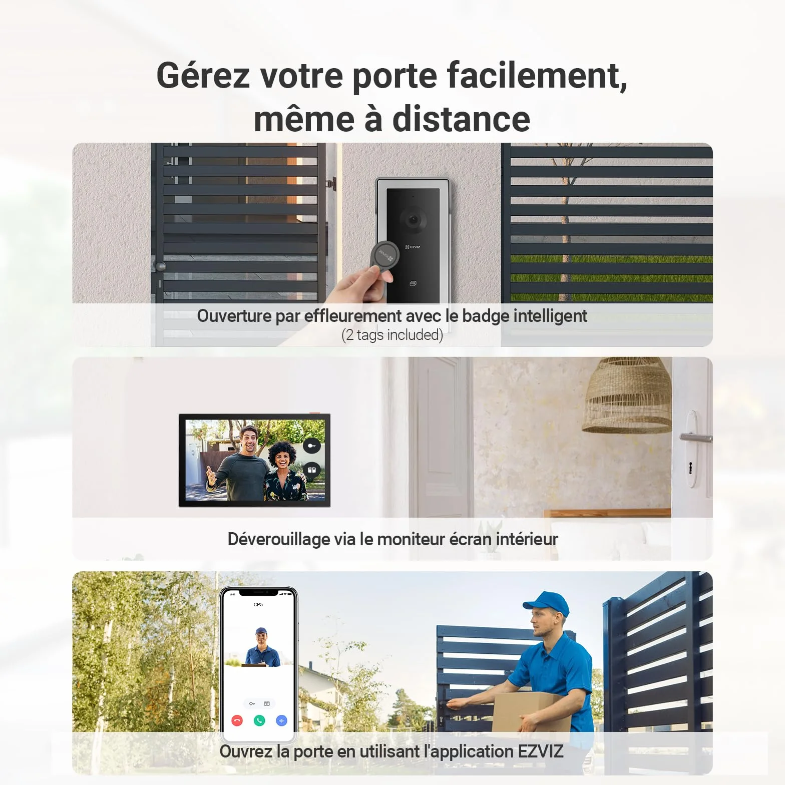 EZVIZ CP5 Visiophone connecté WiFi 1080P Moniteur Tactile 7" Portier vidéo 2 Fils Déverrouillage à Distance Audio Bidirectionnel Vision Nocturne