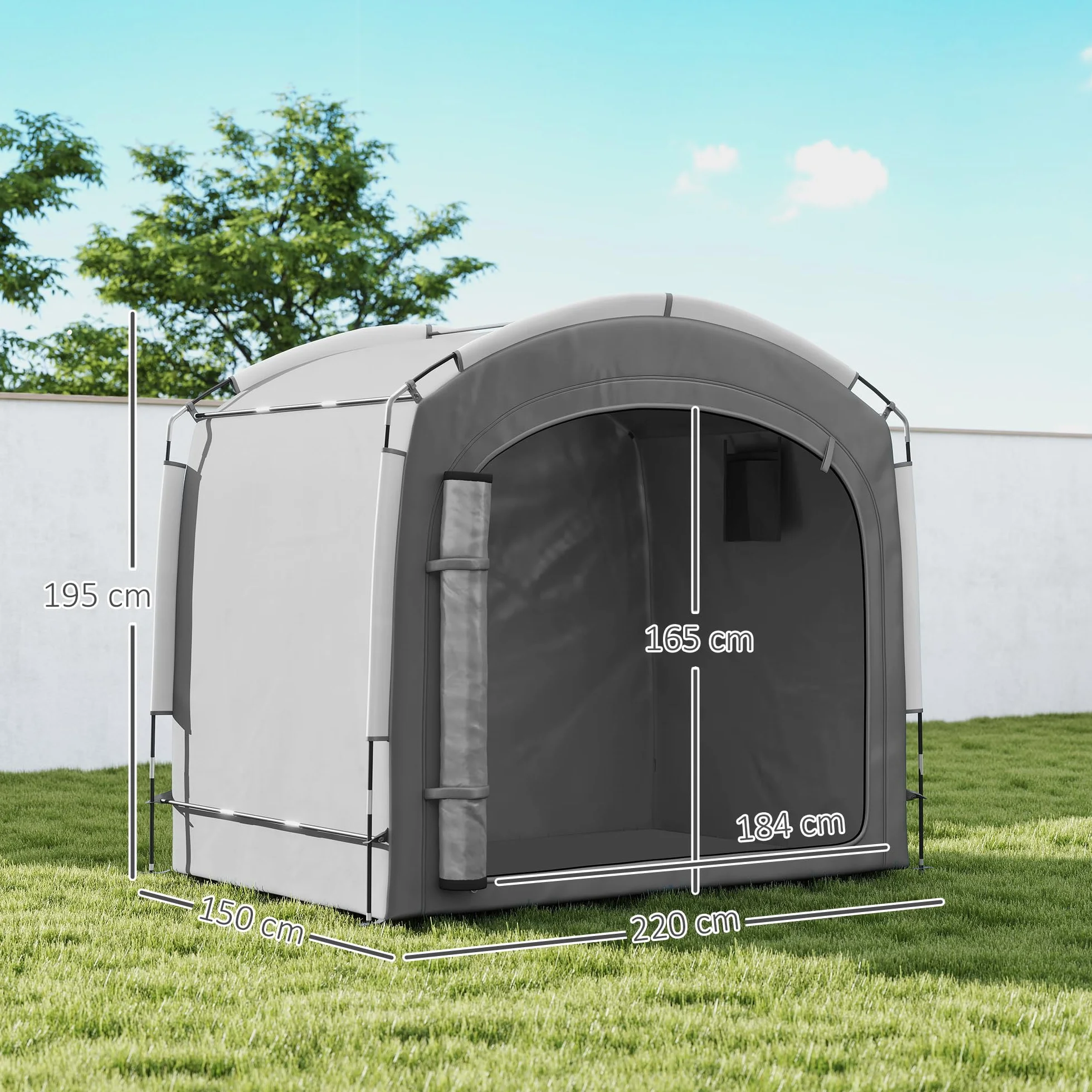 Outsunny Tente de vélo extérieur abri portable 3-4 vélos Jardin 220x150x195 cm Gris foncé