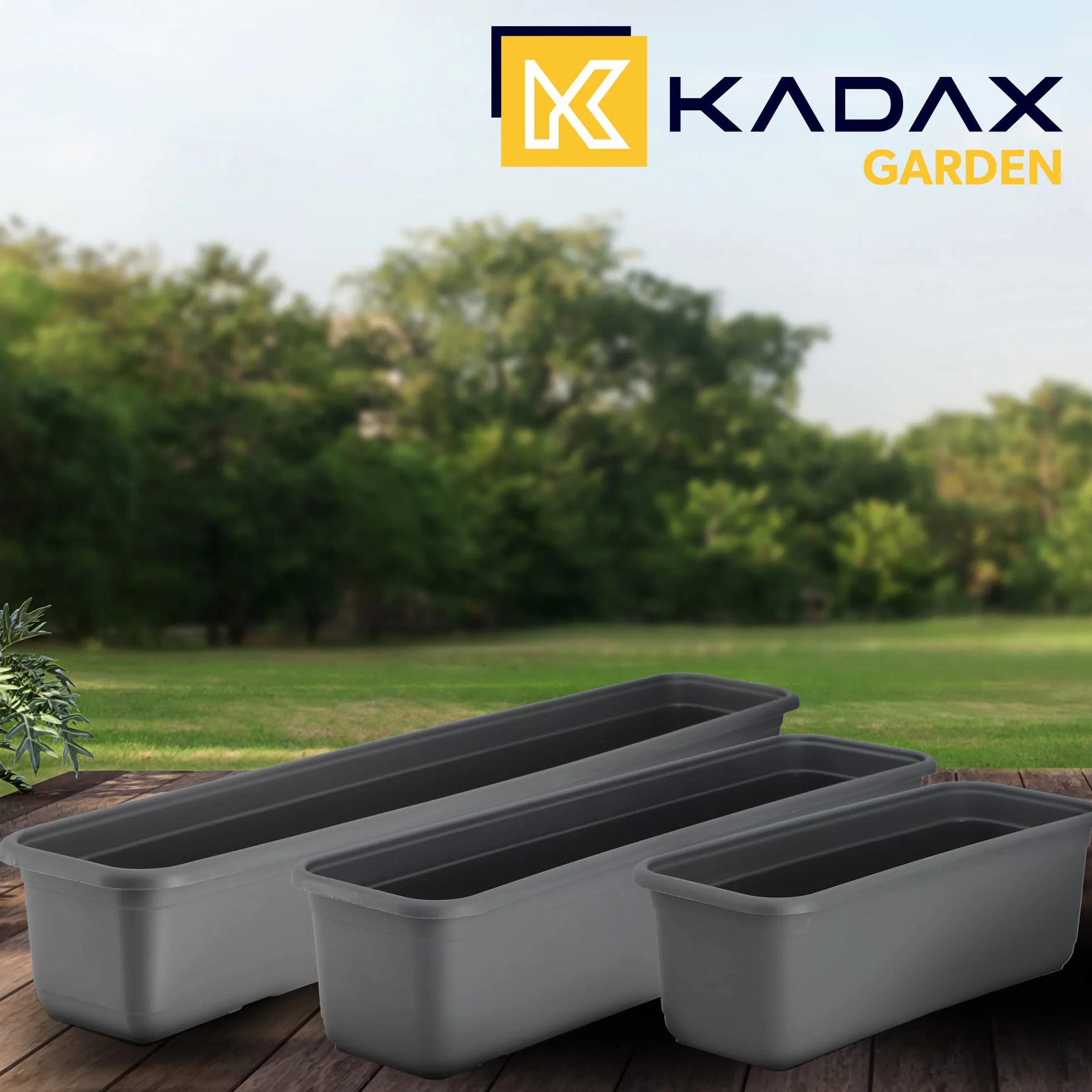 KADAX Jardinière 40 cm anthracite - Pot de fleurs pour balcon terrasse extérieur